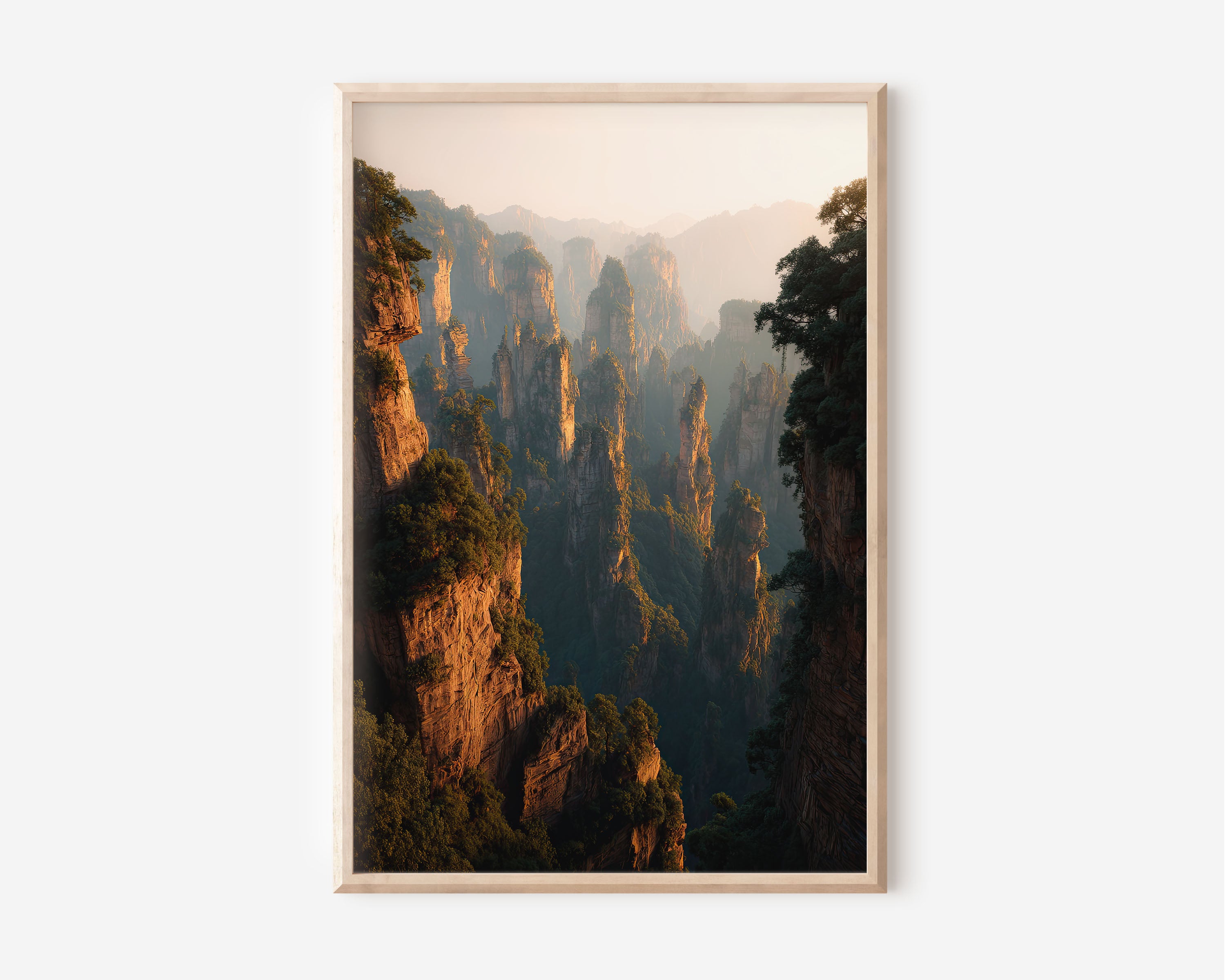 Zhangjiajie Pillar Mountains Wall Art Print | China Avatar Landscape Photography | Hunan Forest Park Poster | Asian Nature Print | Dramatic Home Decor