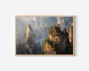 Zhangjiajie Avatar Mountains Wall Art – China Floating Pillar Mountain Landscape Print, Dramatic Nature Decor