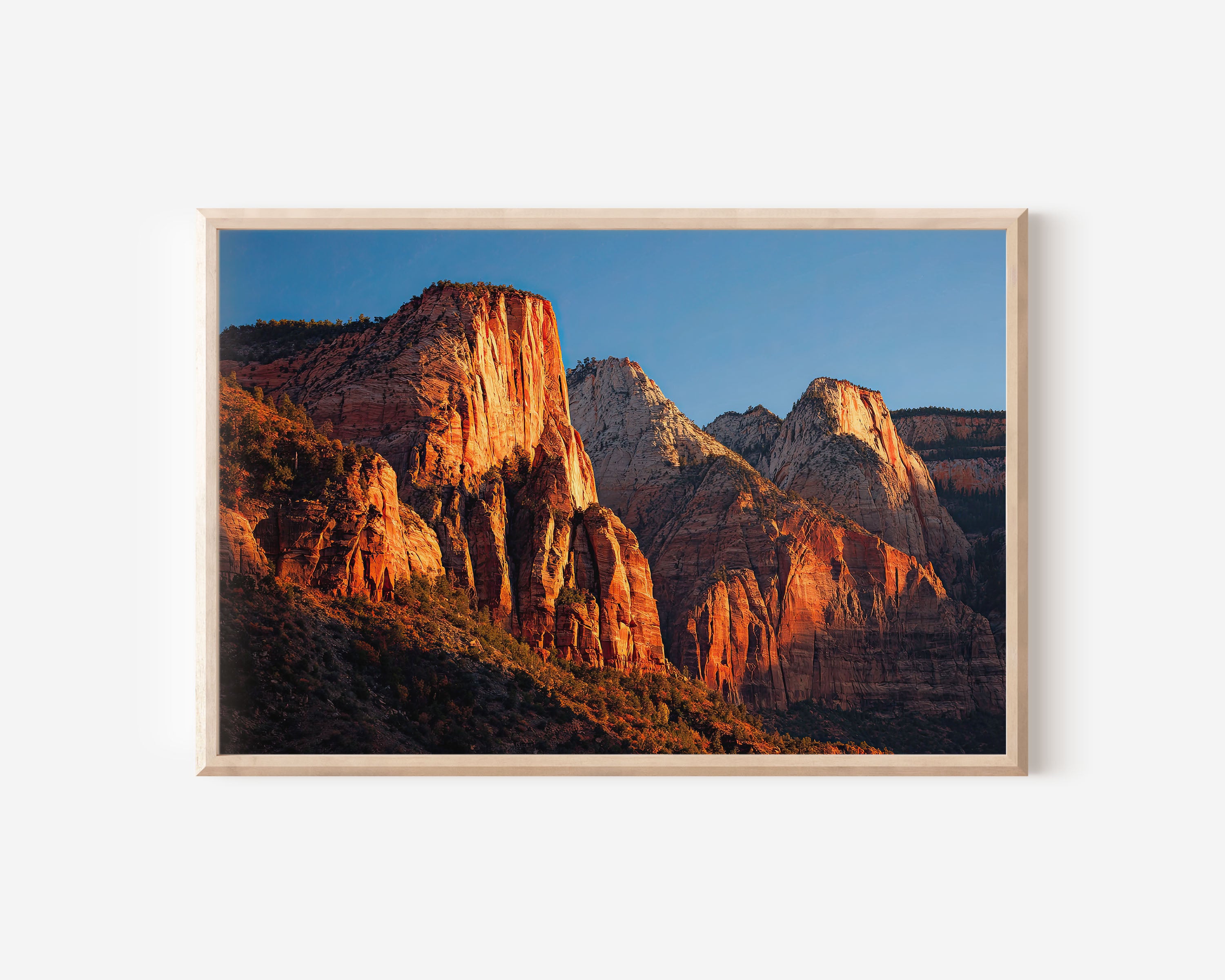 Zion Canyon Sunrise Wall Art Print – Utah Red Rock Mountain Landscape