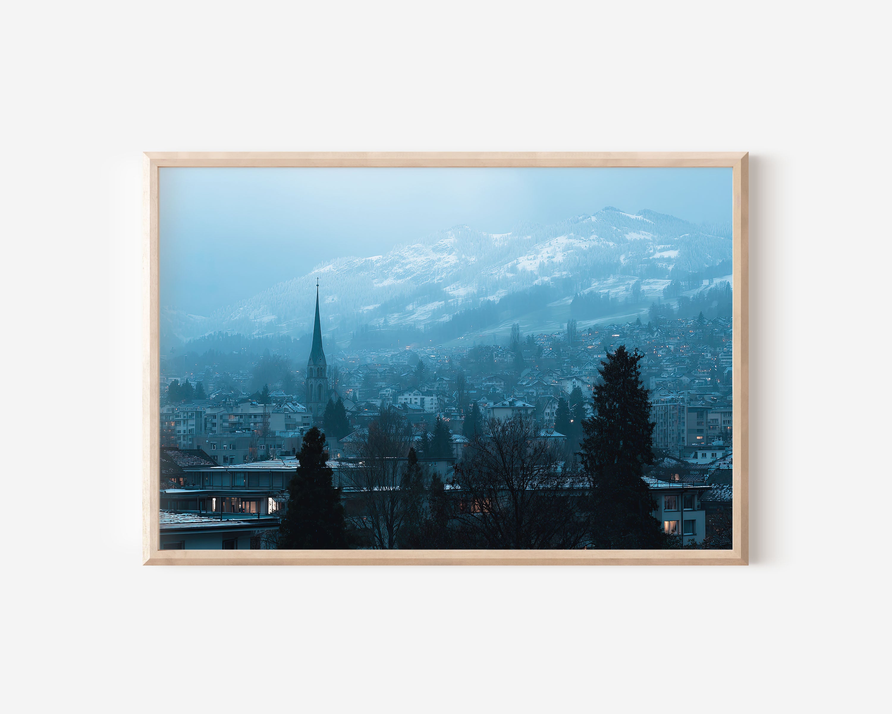 Zurich Switzerland Skyline Wall Art Print – Alpine Mountain Cityscape