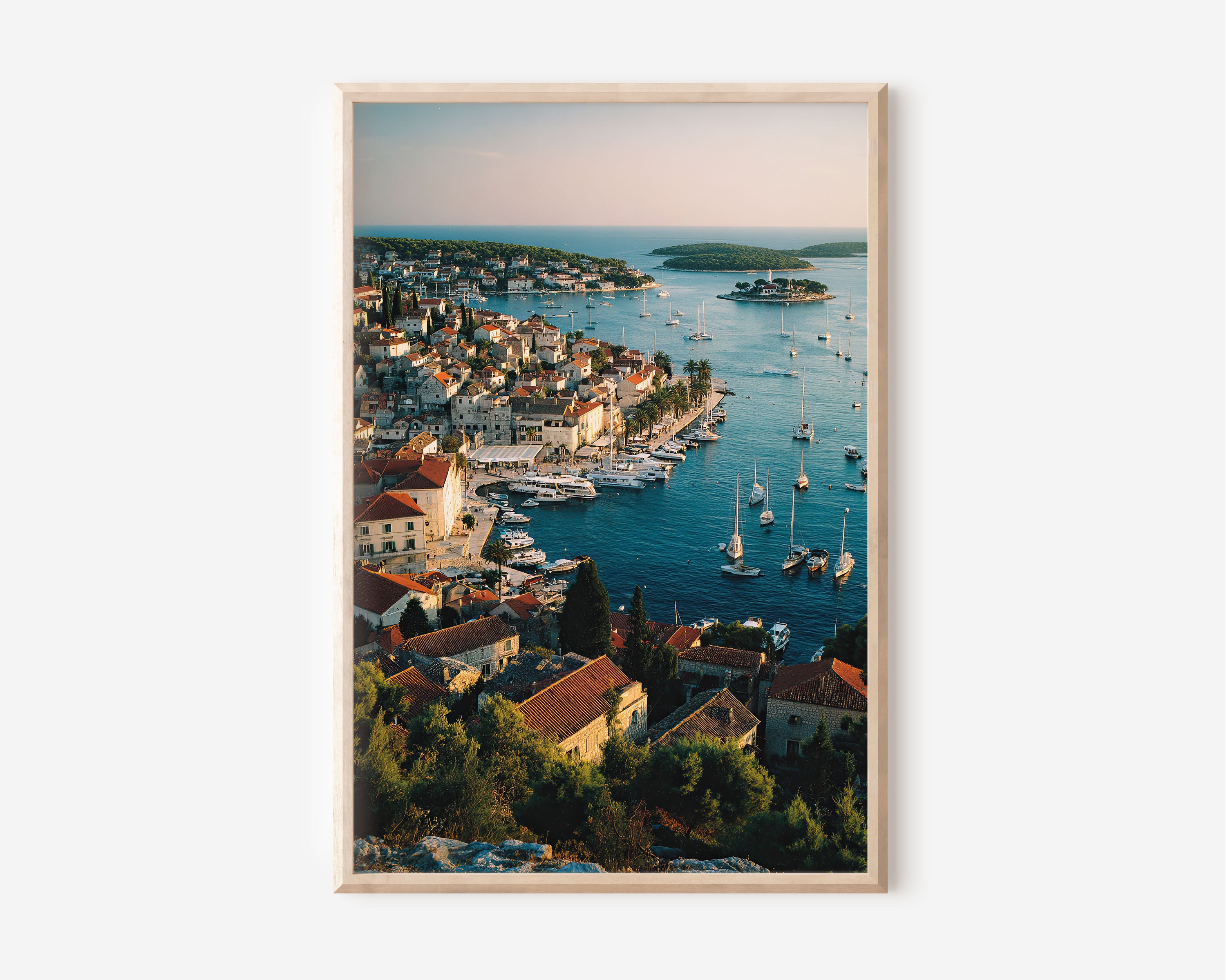 Hvar Harbour Wall Art Print | Croatia Dalmatian Island Photography | Adriatic Yacht Marina Aerial Poster | Mediterranean Travel Print | Coastal Luxury Home Decor