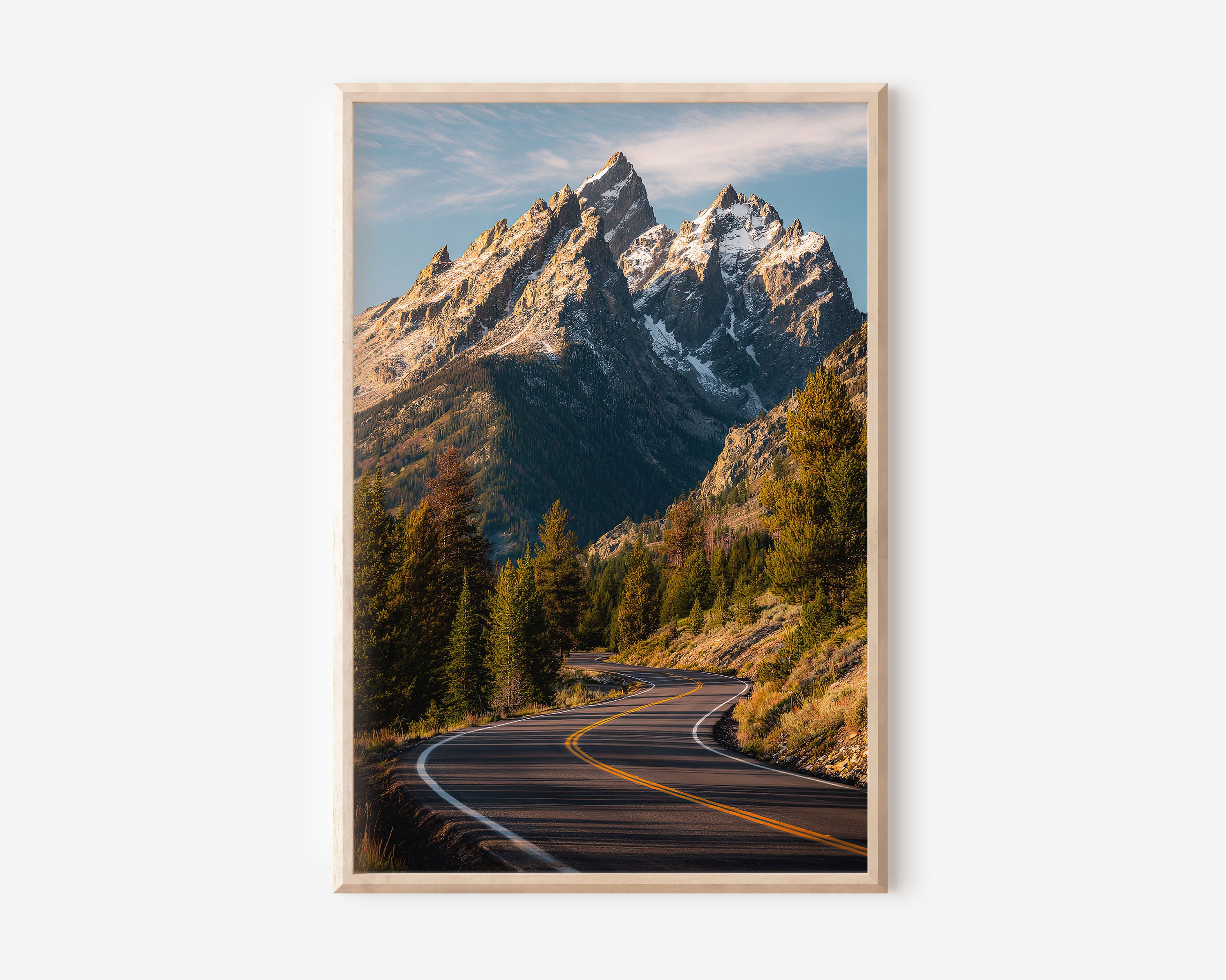 Grand Teton Mountain Road Close-Up Print | Wyoming Autumn Highway Wall Art | Teton Range Road Trip Landscape Photography Poster