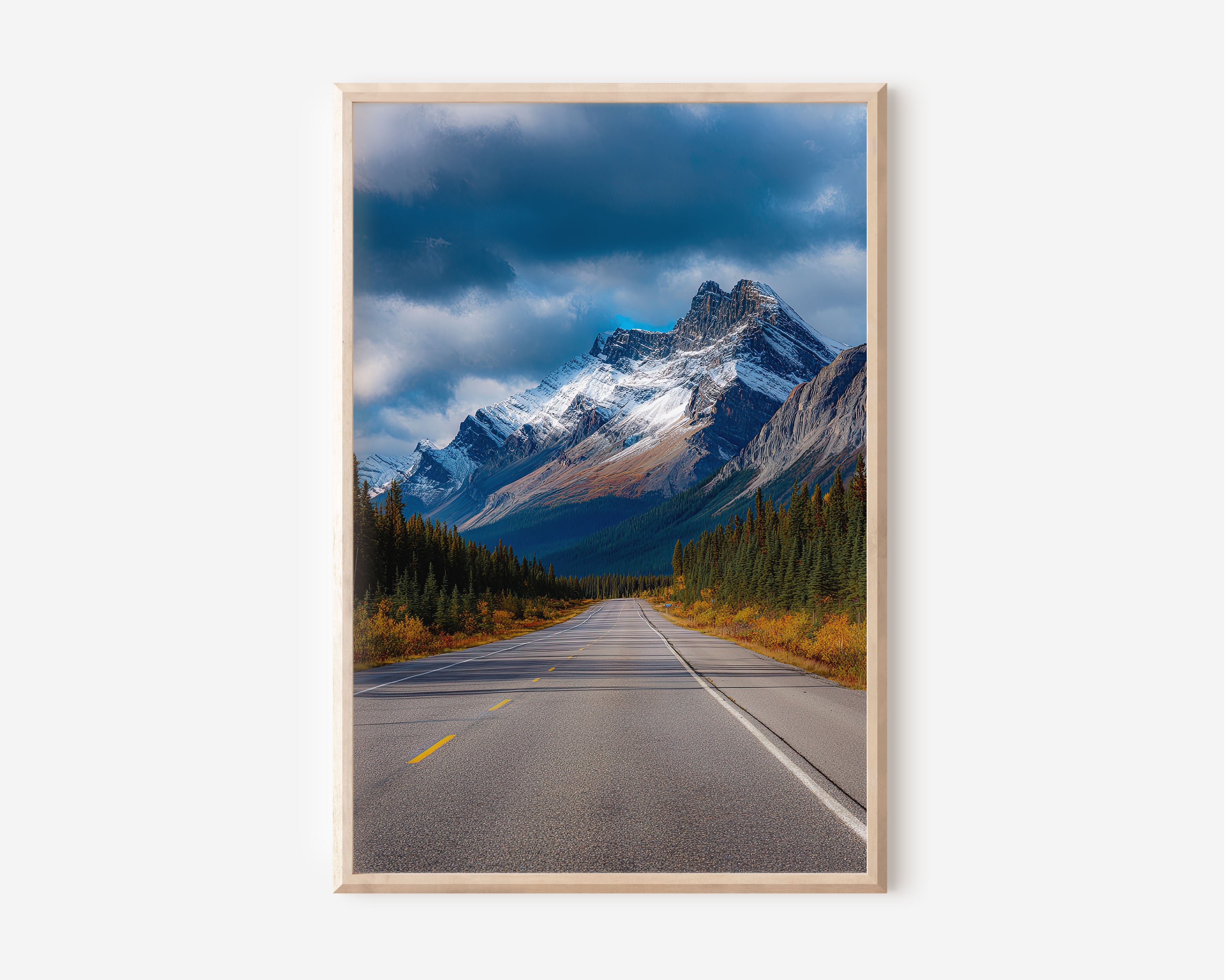 Icefields Parkway Banff Print | Canadian Rockies Highway Wall Art | Alberta Mountain Road Autumn Storm Landscape Photography Poster