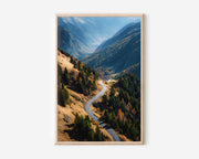 Austrian Alps Autumn Mountain Pass Road Print | Alpine Valley Road Wall Art | Timmelsjoch Mountain Pass Fall Forest Landscape Photography Poster