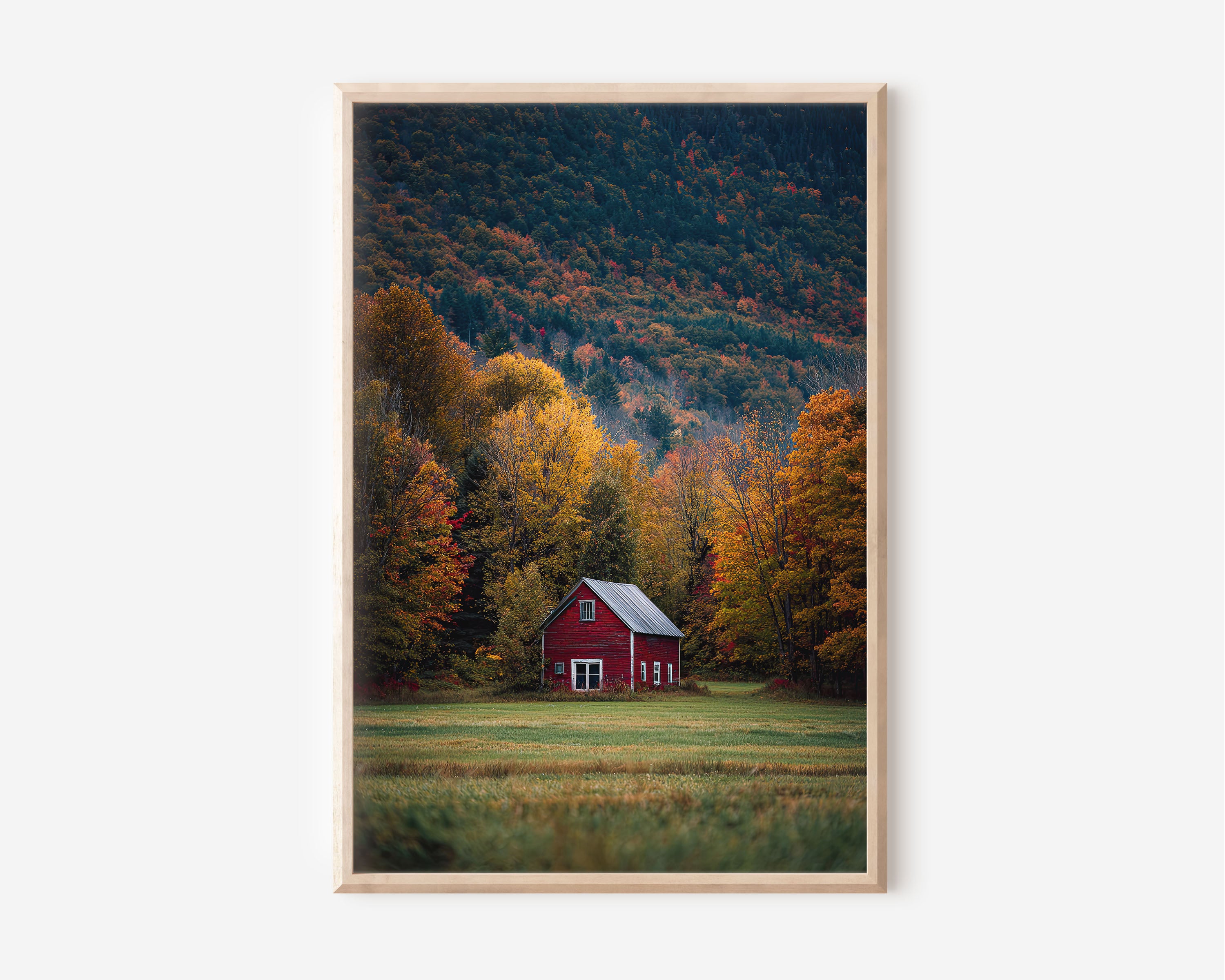 Vermont Red Barn Wall Art Print | New England Fall Foliage Photography | Autumn Landscape Poster | Farmhouse Home Decor | USA Nature Print