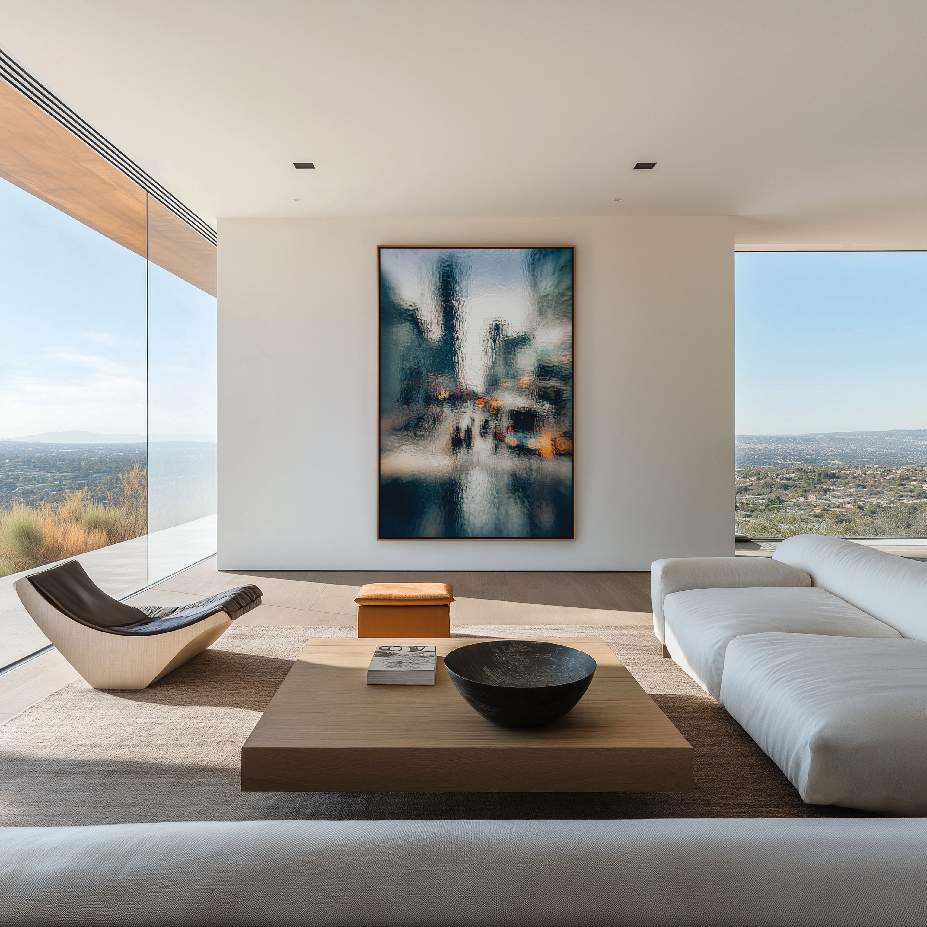Abstract City Blur Wall Art – Modern Urban Canvas Print, Contemporary Home Decor