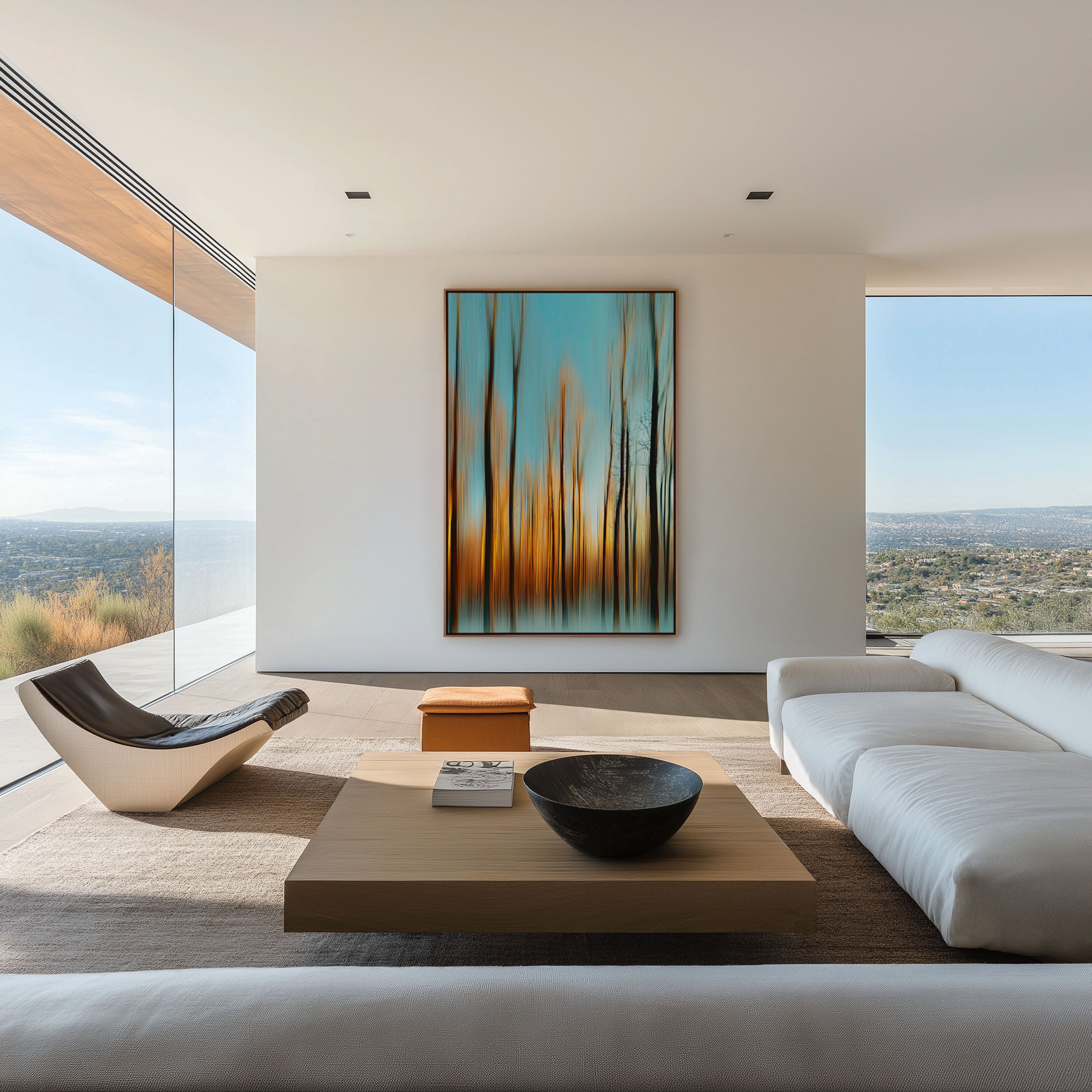 Abstract Forest Motion Wall Art – Modern Nature Canvas Print, Minimalist Landscape Decor