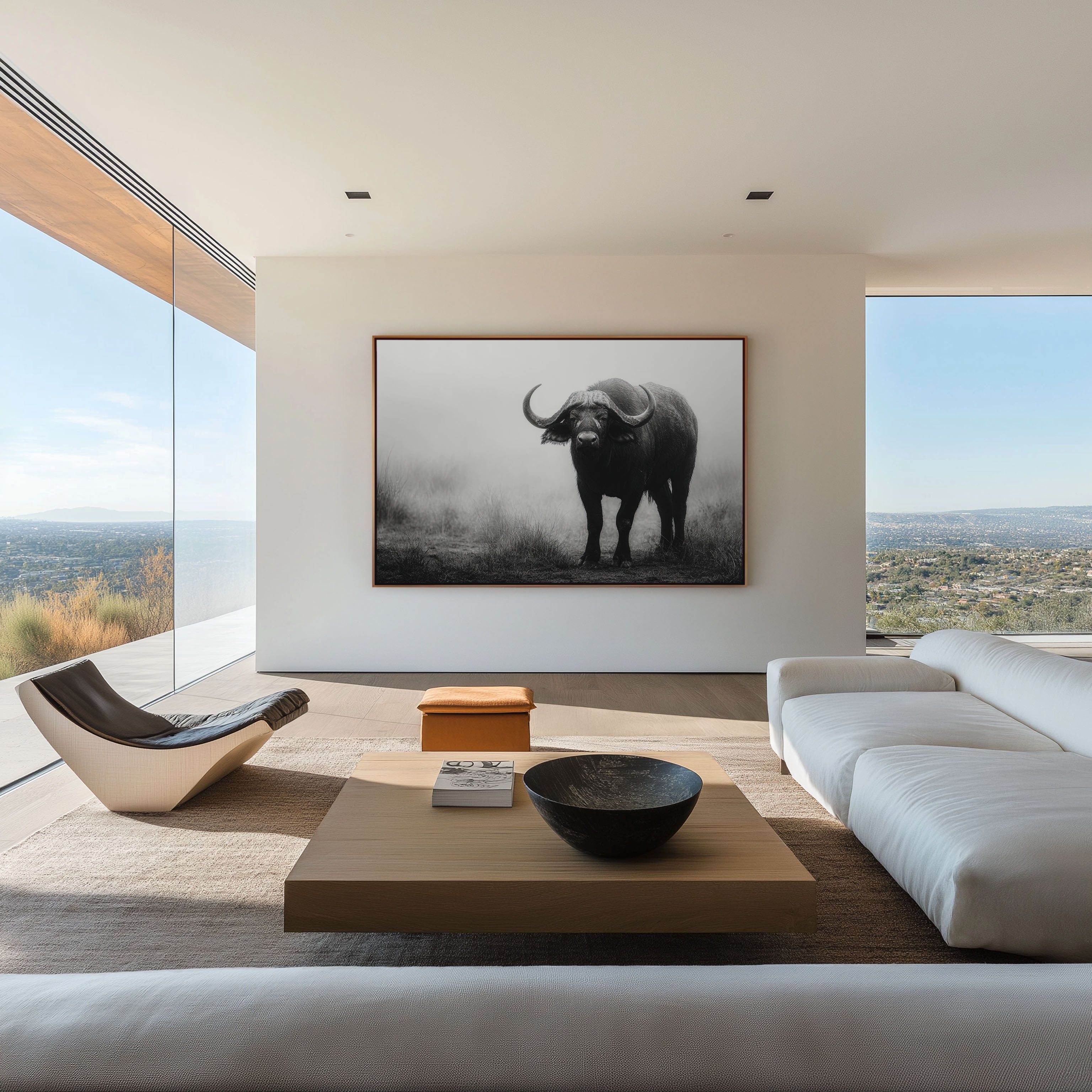 African Buffalo Black & White Wildlife Wall Art