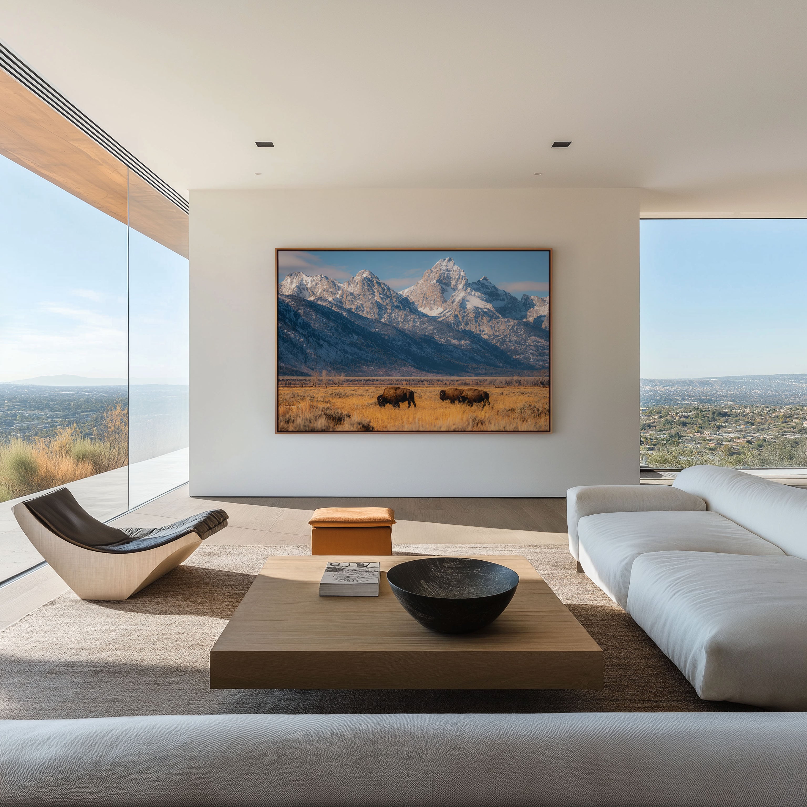 Grand Teton Bison Wall Art | Wyoming Wildlife Mountain Print