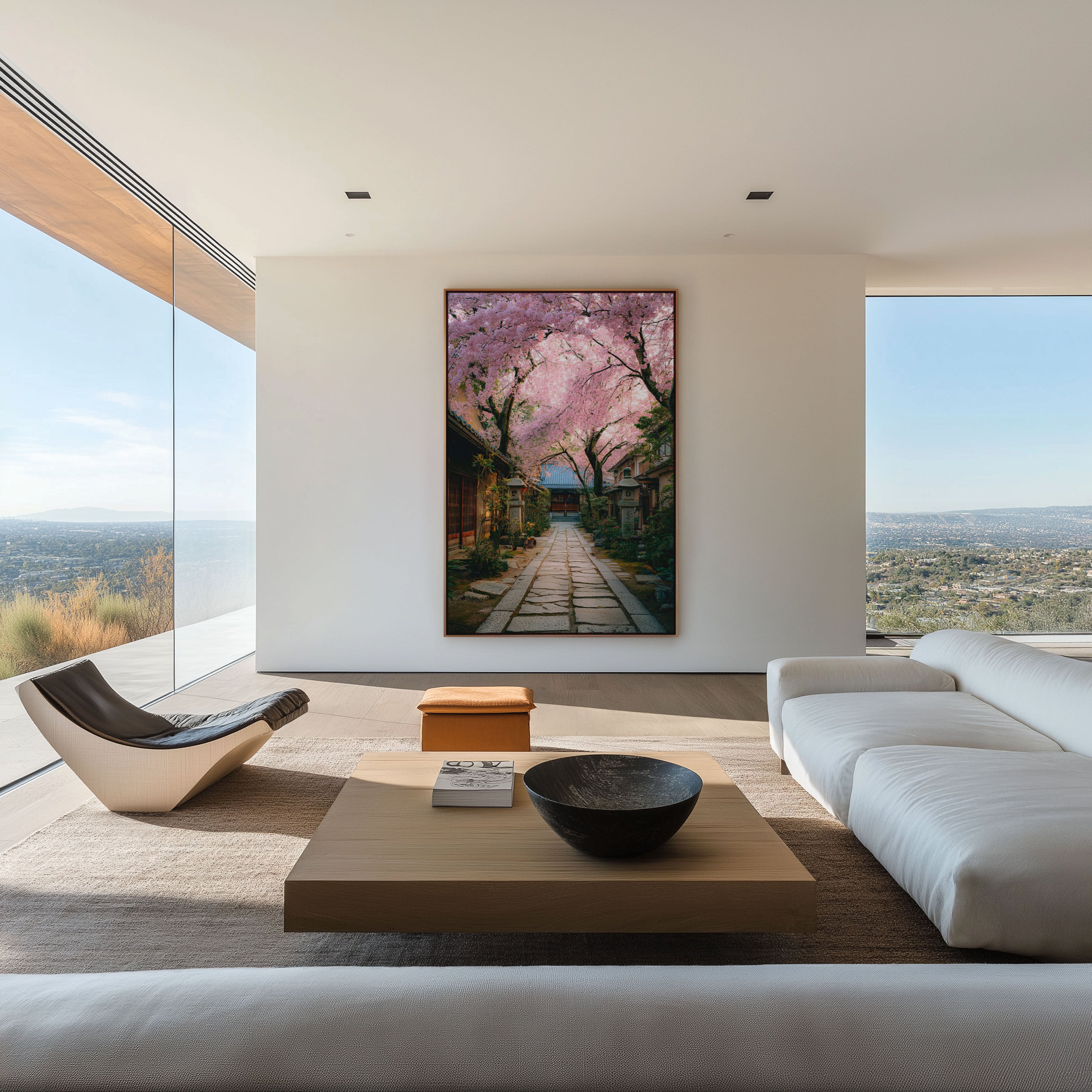 Blossoms of Kyoto Cherry Blossom Temple Path Wall Art Print | Japan Sakura Street Photography Poster | Japanese Garden Decor