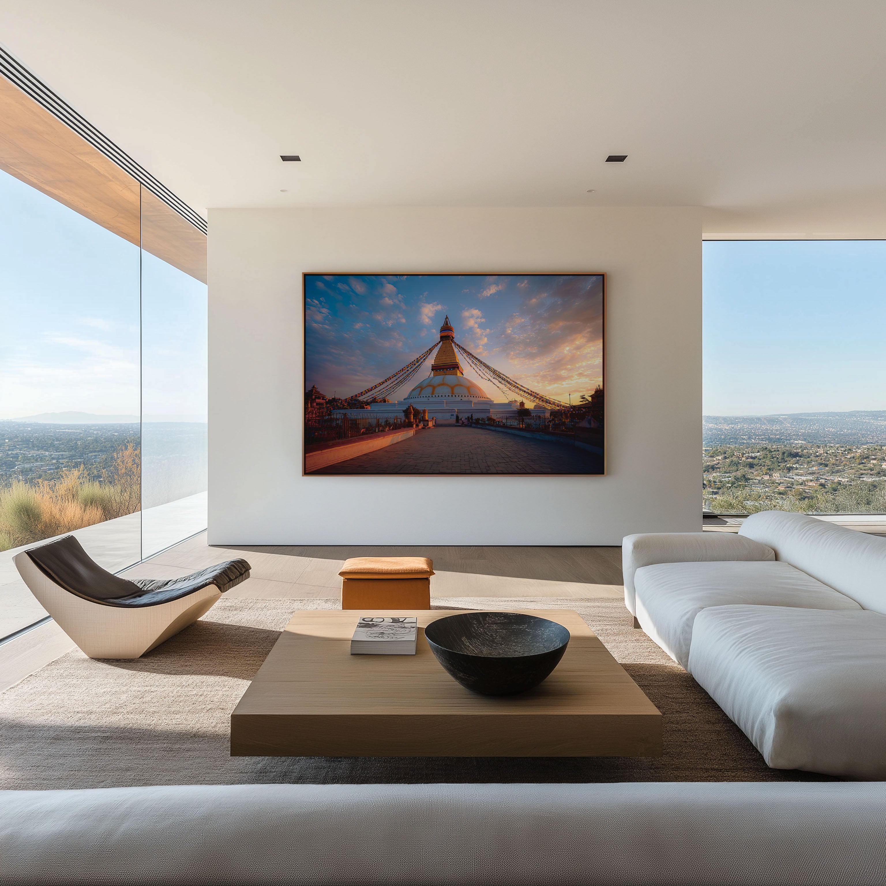 Boudhanath Stupa Kathmandu Wall Art Print – Nepal Sunset Temple Canvas