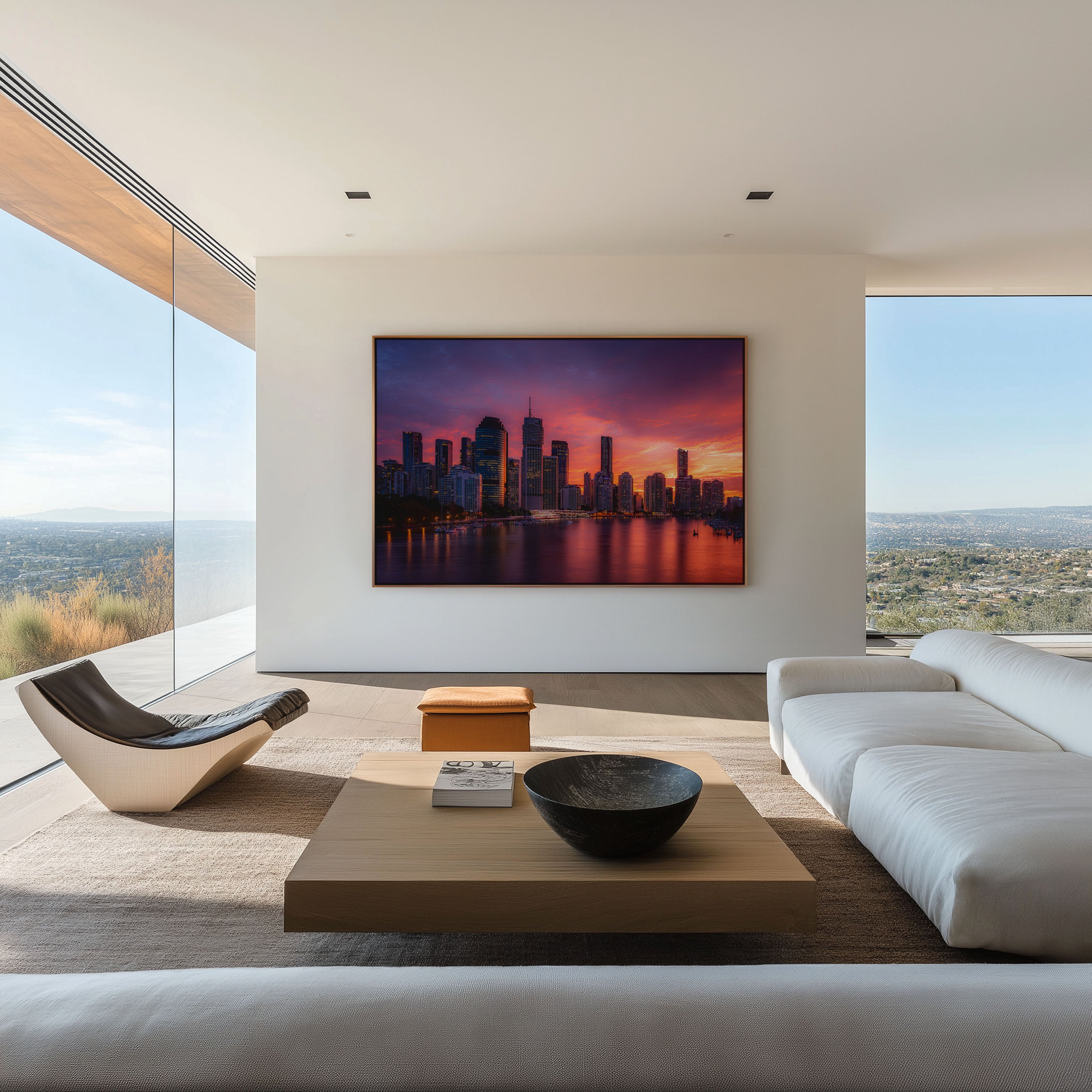 Brisbane Skyline Sunset Wall Art – Brisbane River Cityscape Print, Queensland Australia City Photography Decor