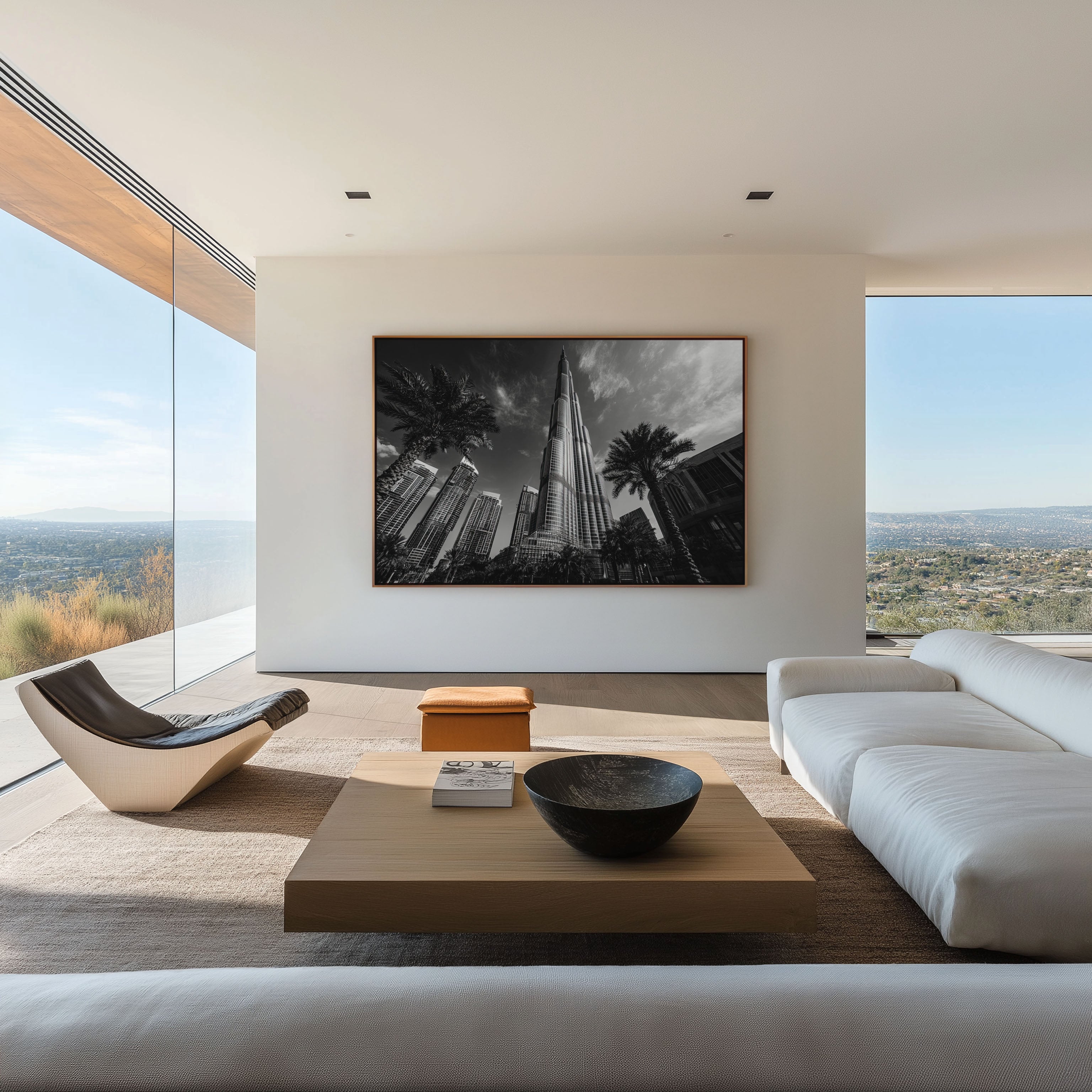Burj Khalifa Wall Art Print – Black and White Dubai Photography