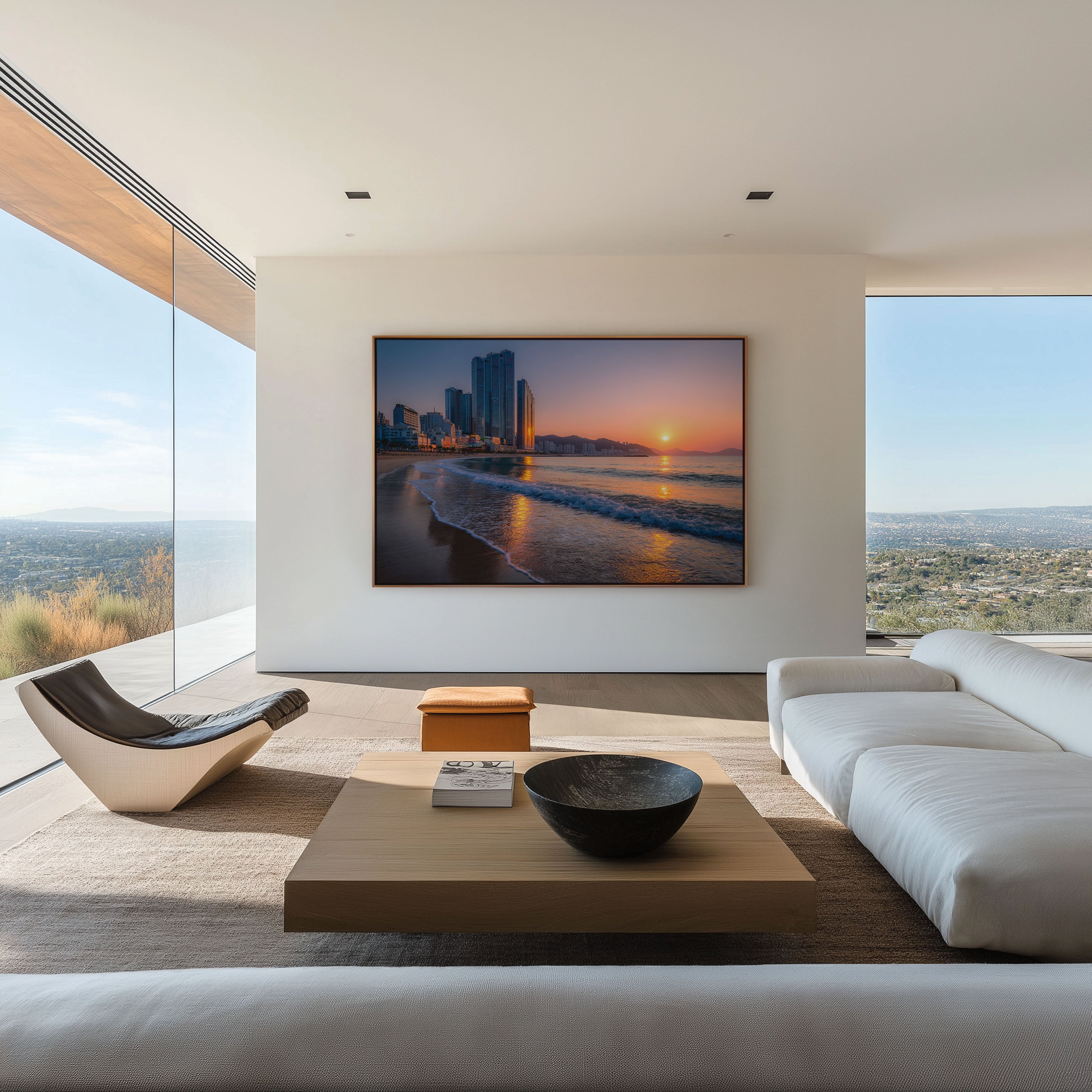 Busan Haeundae Beach Sunrise Wall Art Print – Korea Coastal Skyline Canvas
