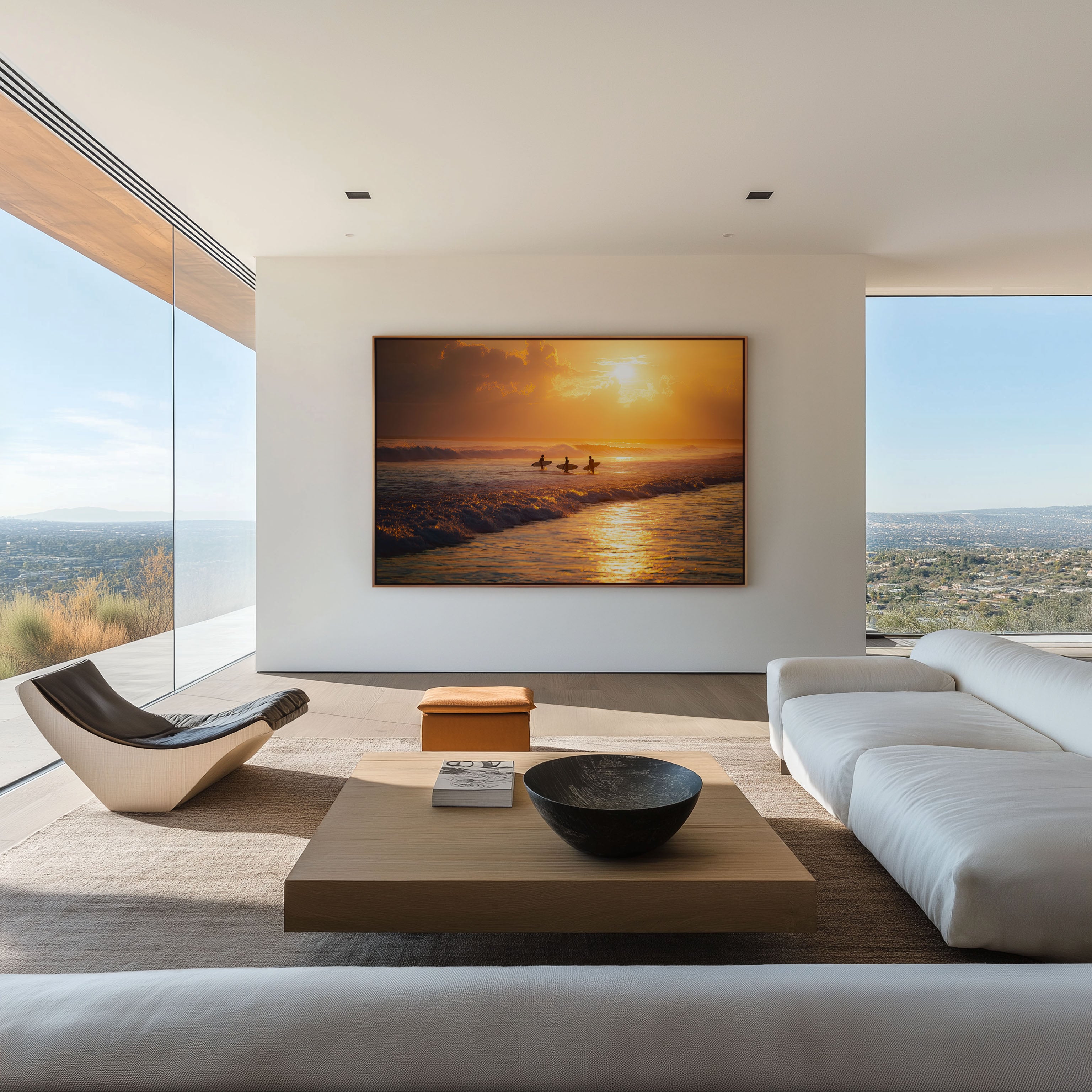 Canggu Bali Surfers Sunset Wall Art Print – Golden Ocean Beach Canvas