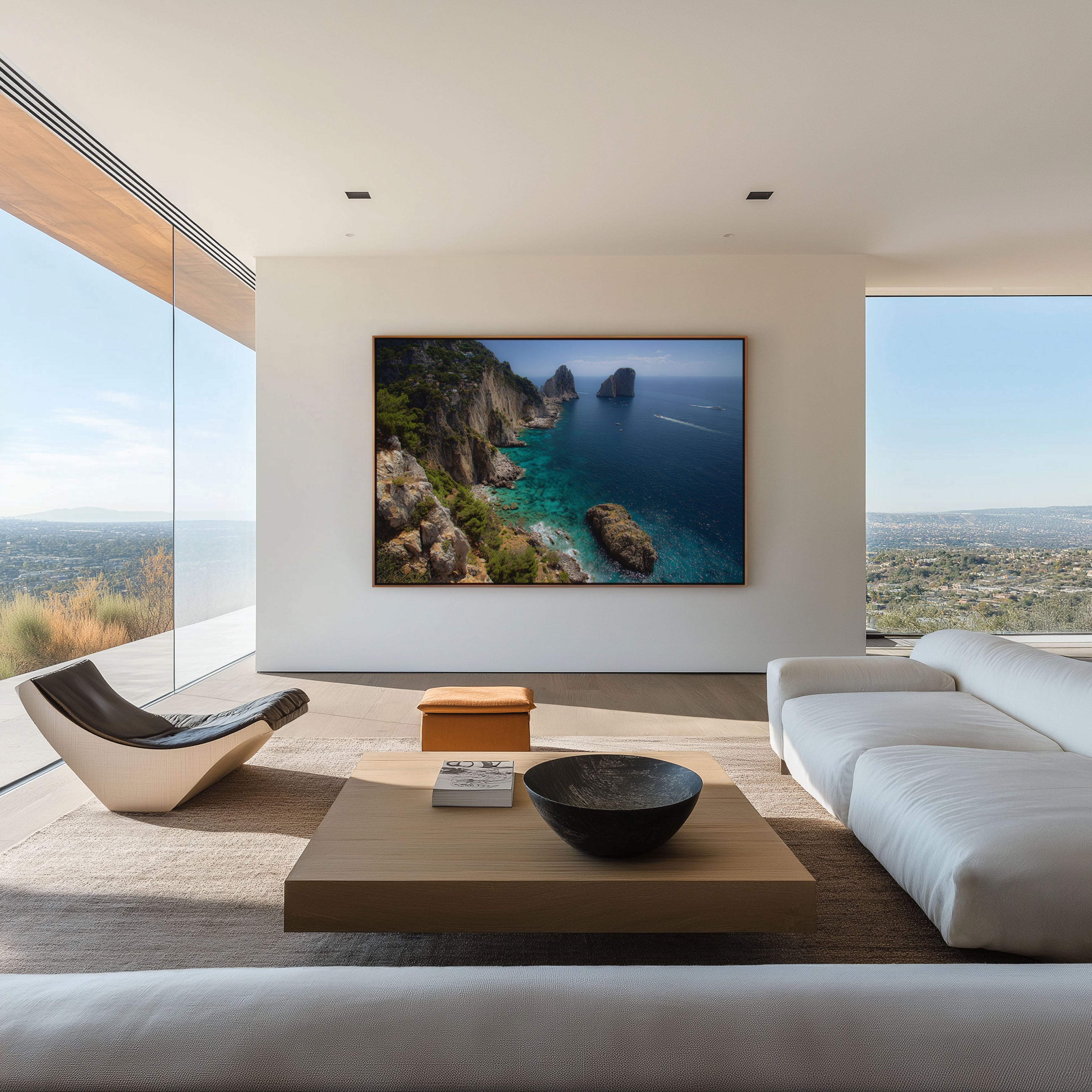 Capri Faraglioni Rocks Wall Art Print – Italy Coastal Cliff Canvas