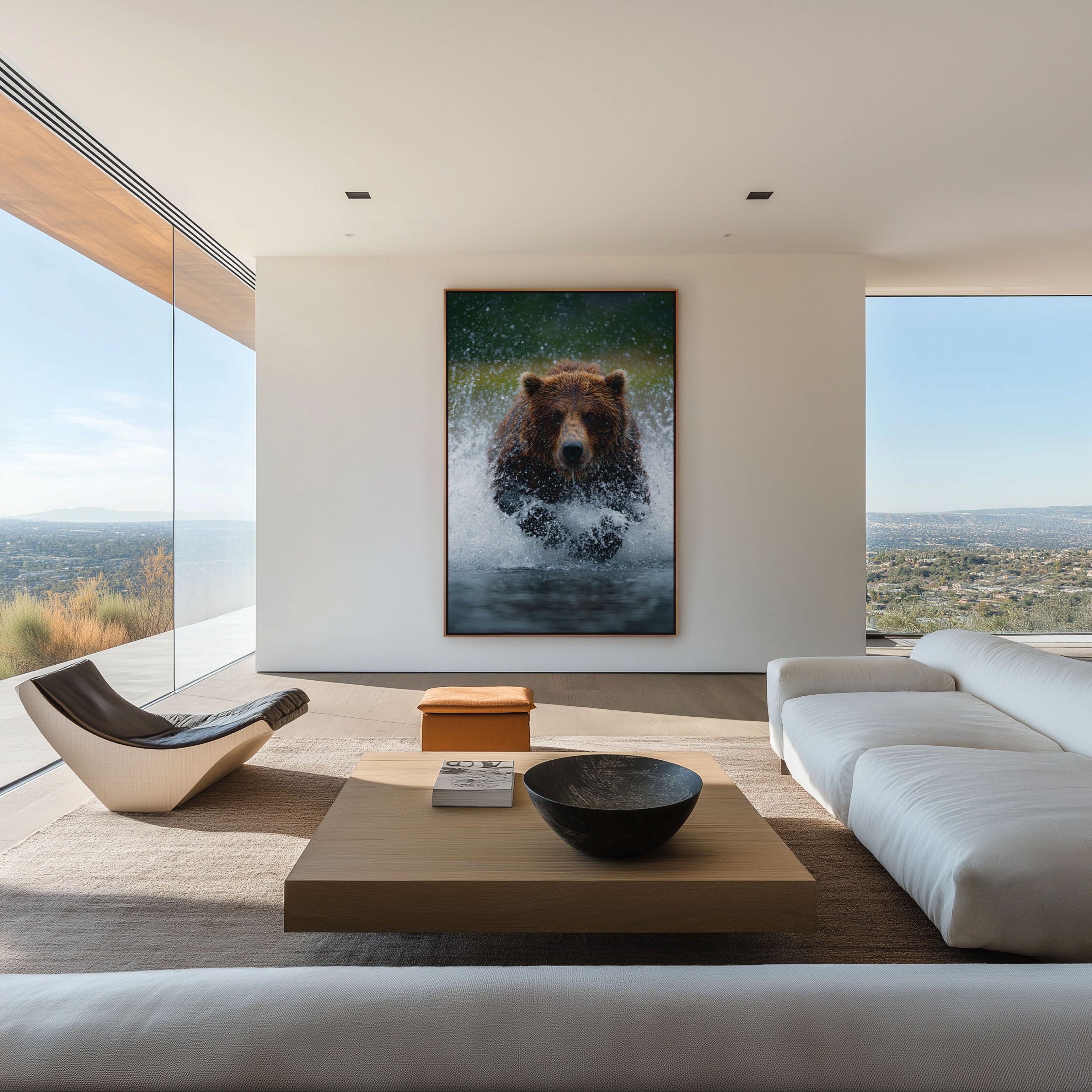 Charging Grizzly Bear Wall Art Print | Wildlife Canvas, Nature Decor