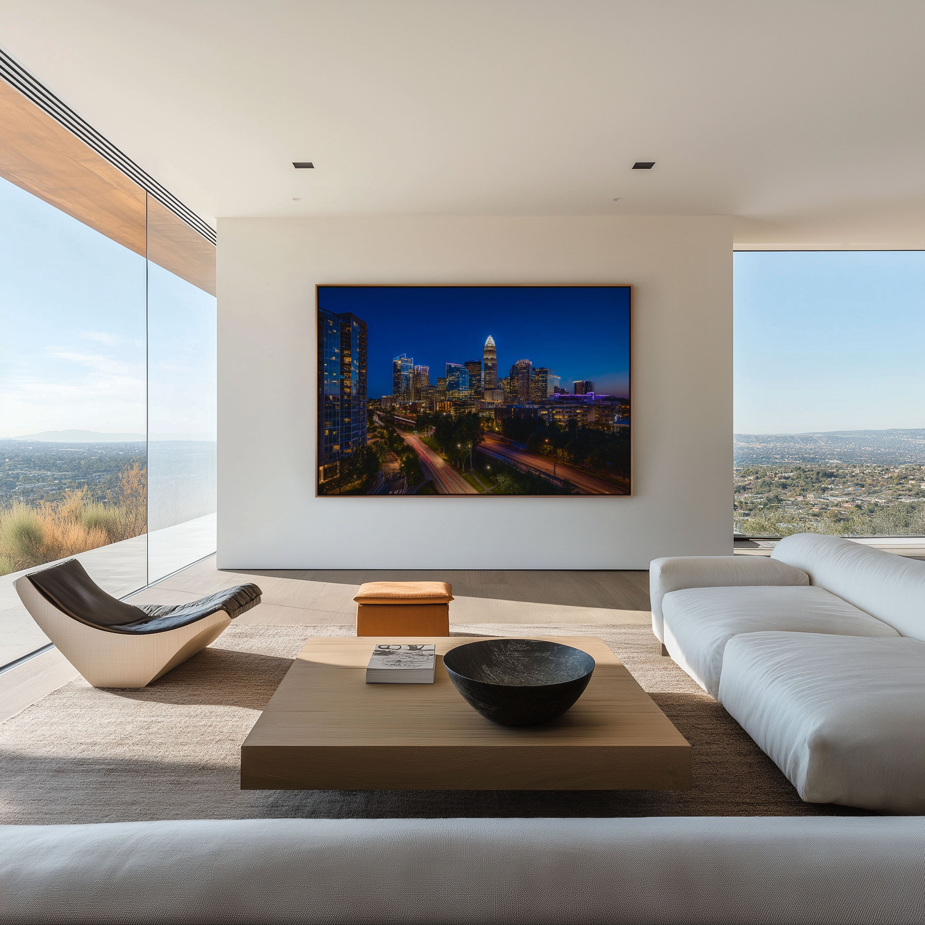 Charlotte North Carolina Skyline Wall Art – Charlotte NC Night City Lights Print, Modern USA Urban Photography Decor