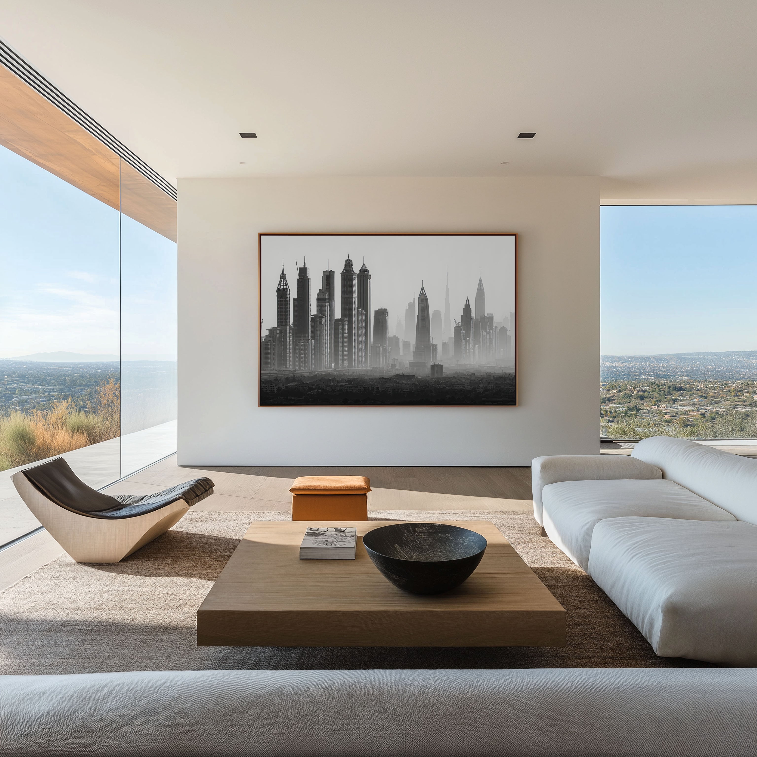 Dubai Cityscape Black & White Wall Art Print