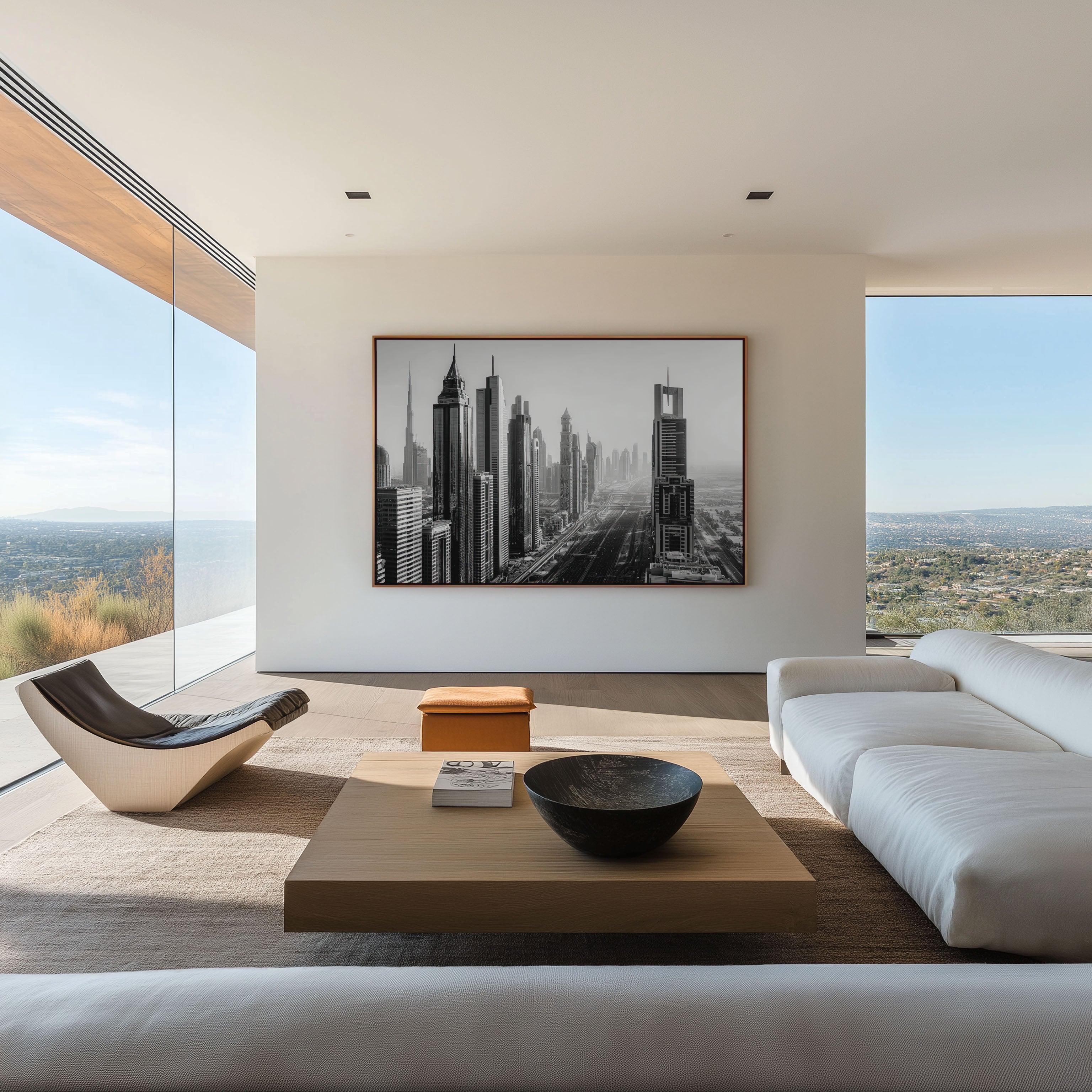 Dubai Skyline Black & White Wall Art Print