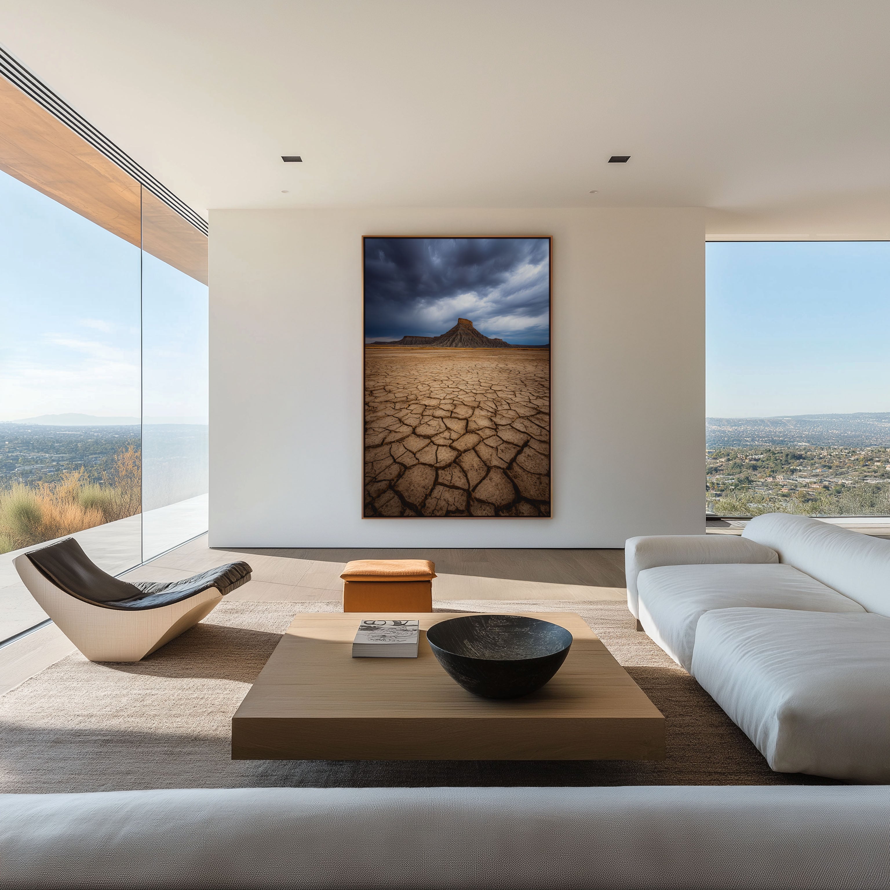 Factory Butte Utah Print | Moody Desert Badlands Wall Art | Cracked Earth Storm Photography