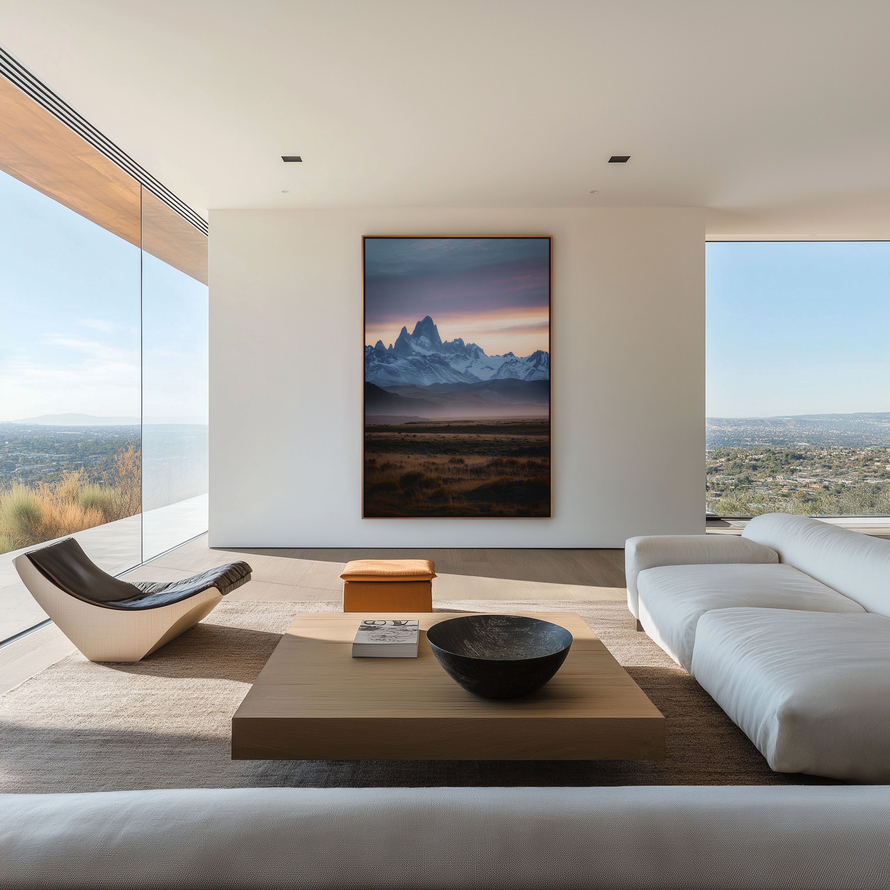 Fitz Roy Print | Patagonia Mountain Wall Art | Foggy Steppe at Dawn | Argentina Landscape Photography Poster