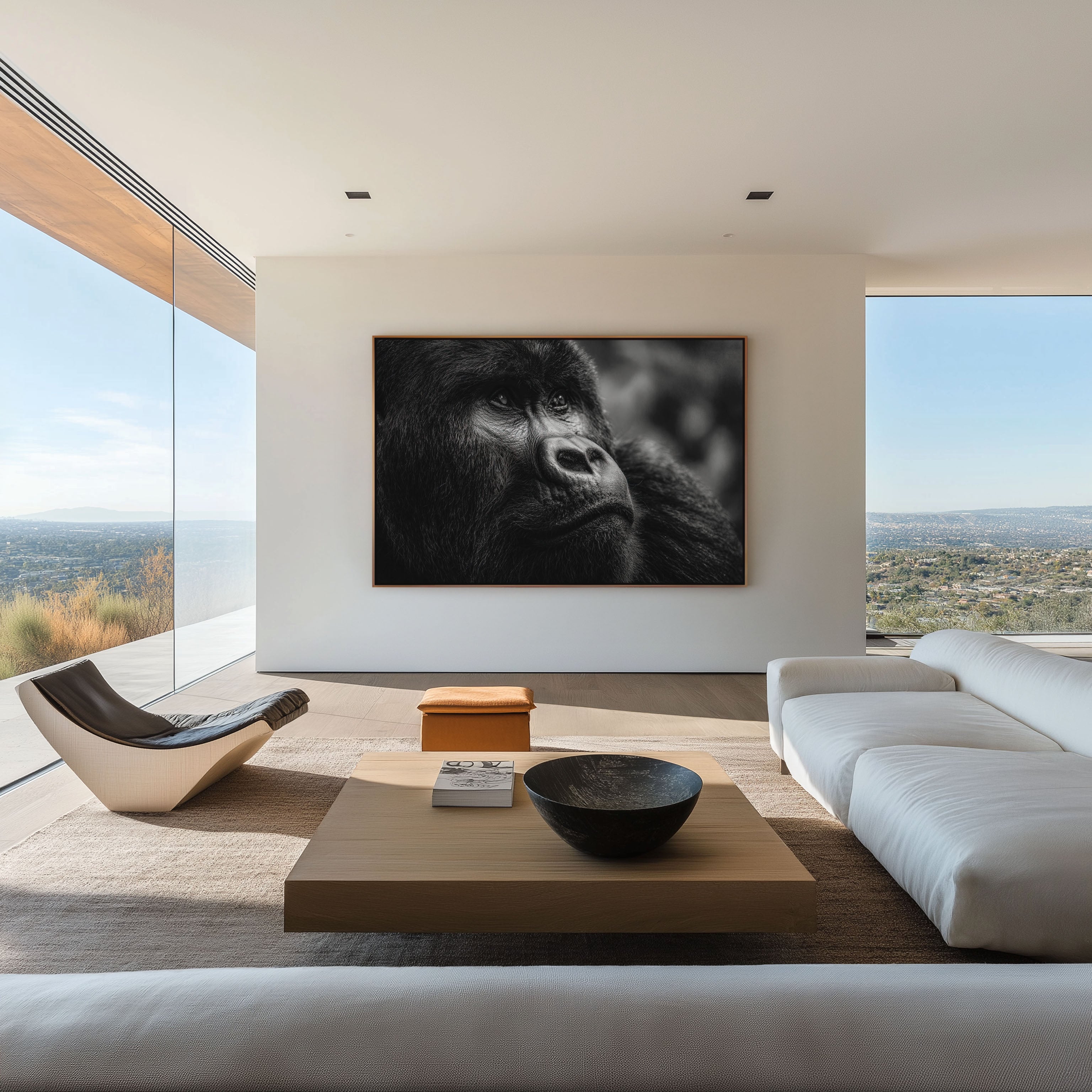 Gorilla Portrait Black and White Wall Art Print – Wildlife Canvas