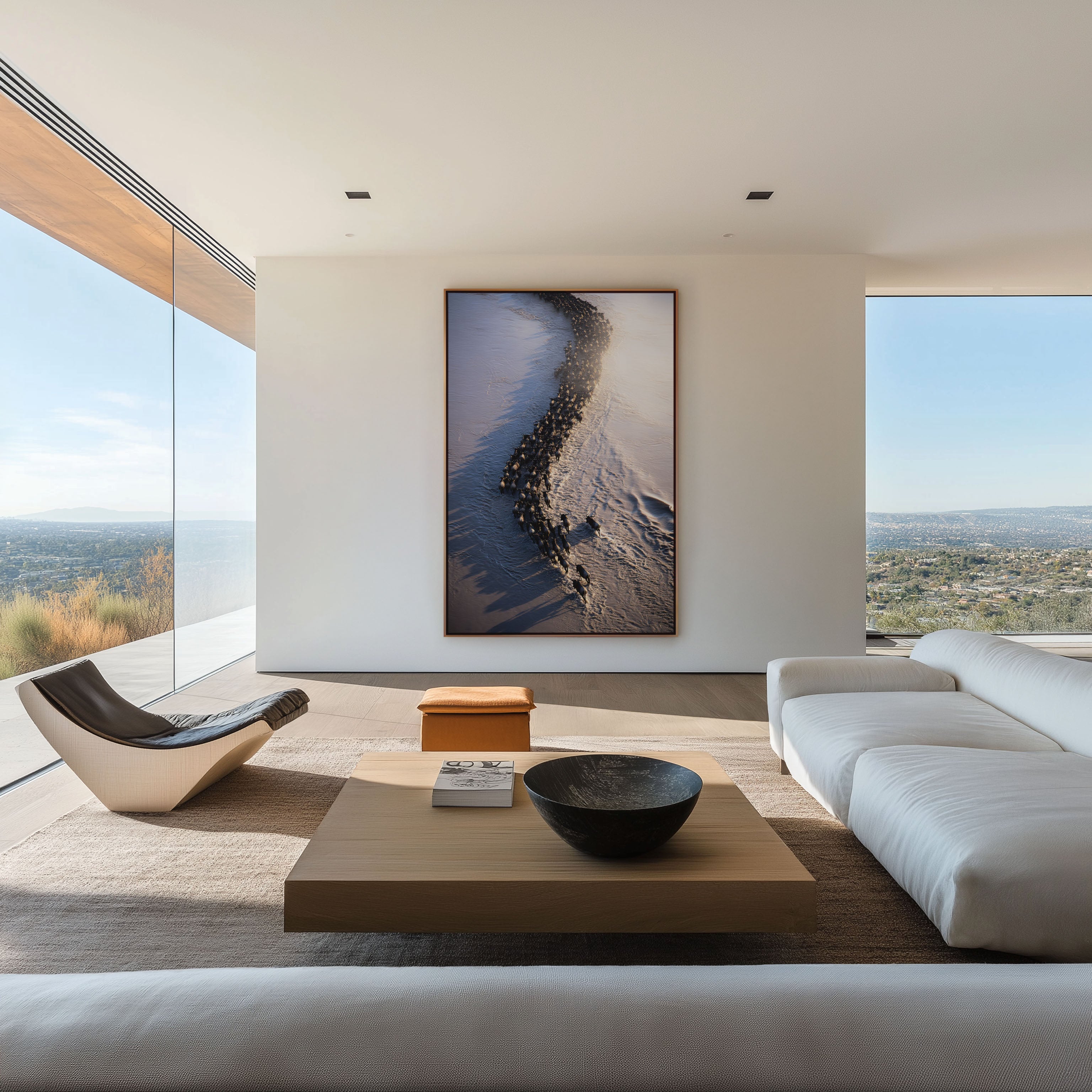 Wildebeest Migration Wall Art – African Safari Aerial Print