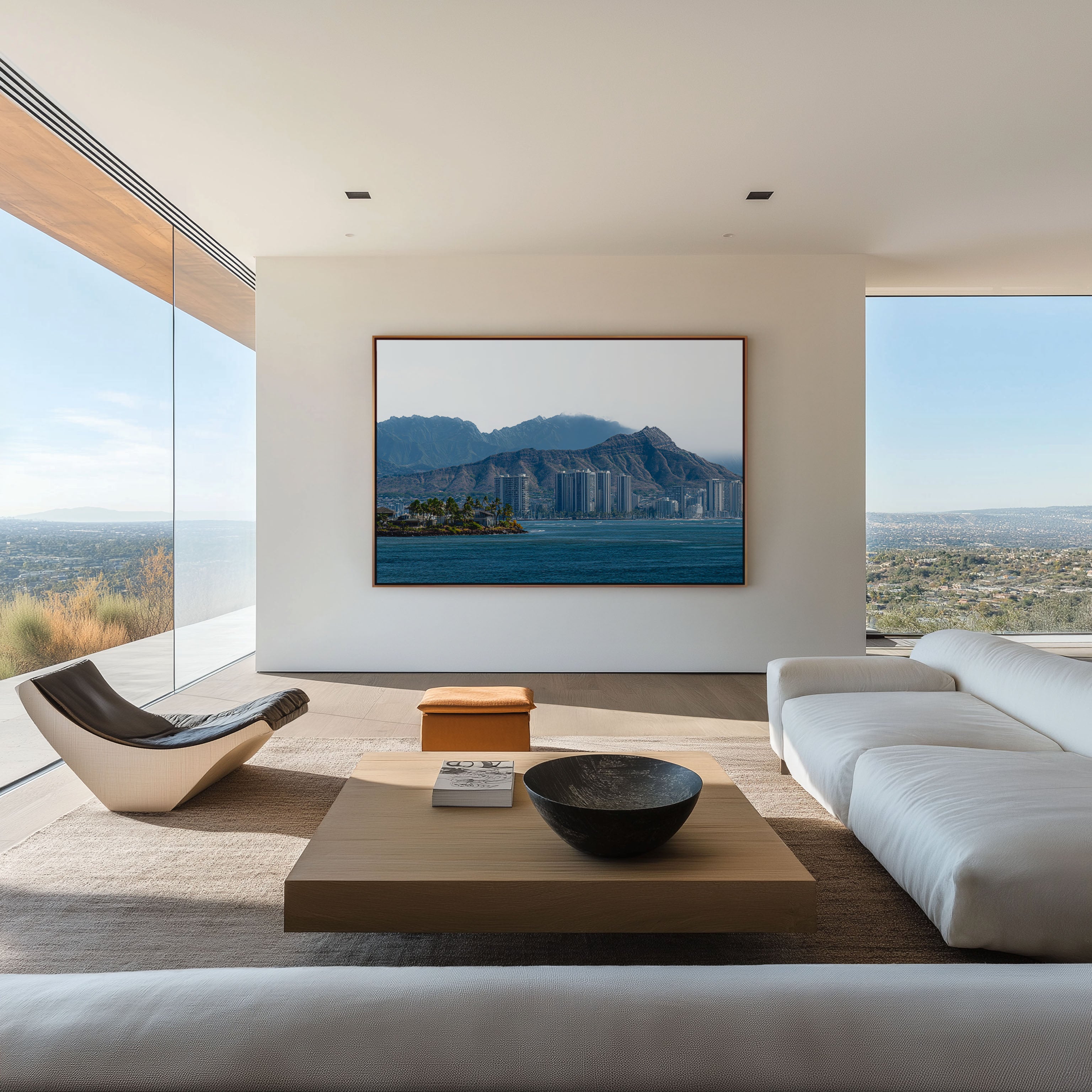 Honolulu Hawaii Skyline Wall Art | Diamond Head Oahu Coastal Print