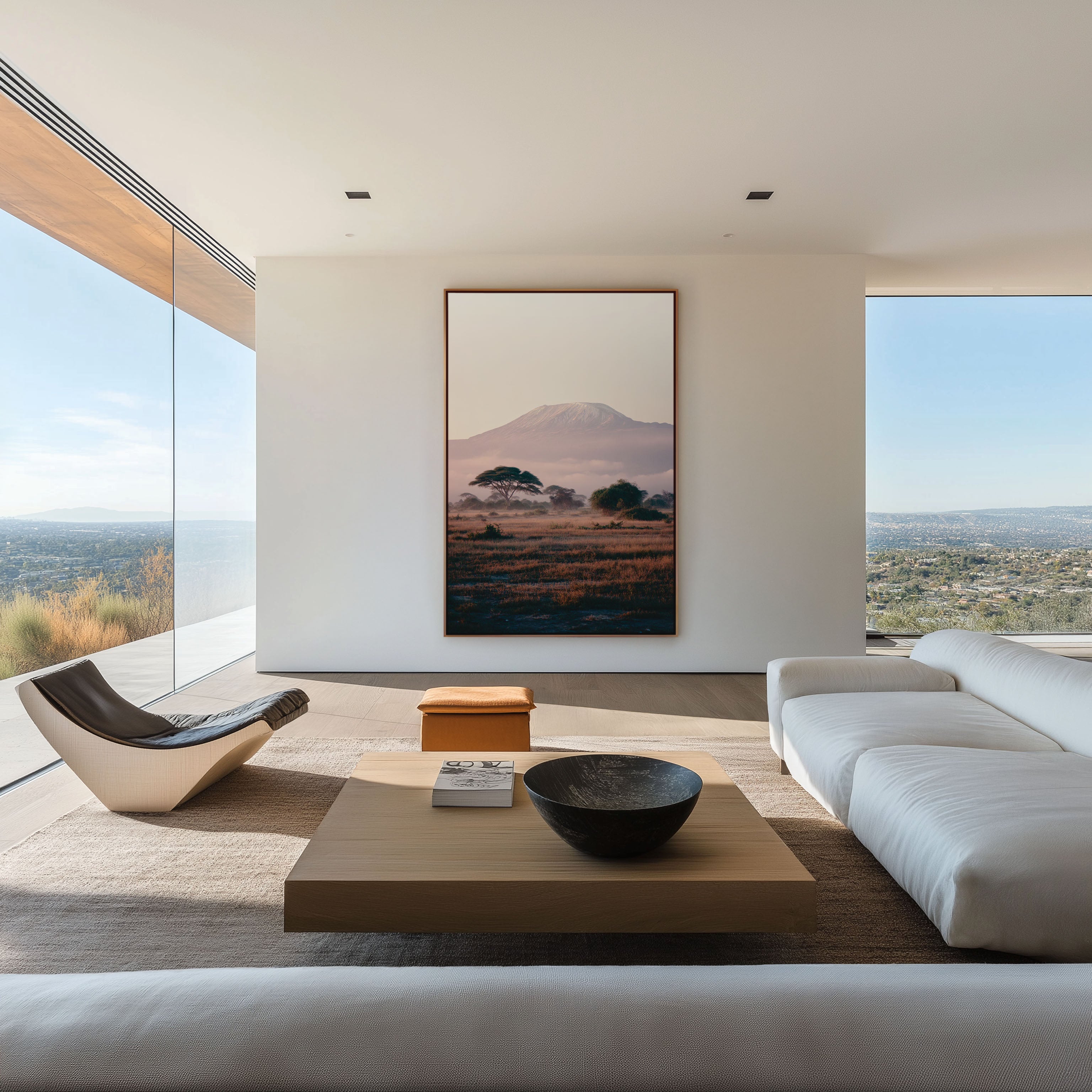 Kilimanjaro from Amboseli Wall Art Print | Kenya Safari Acacia Tree Savanna Dawn Photography | Africa Travel Poster | Neutral Boho Home Decor