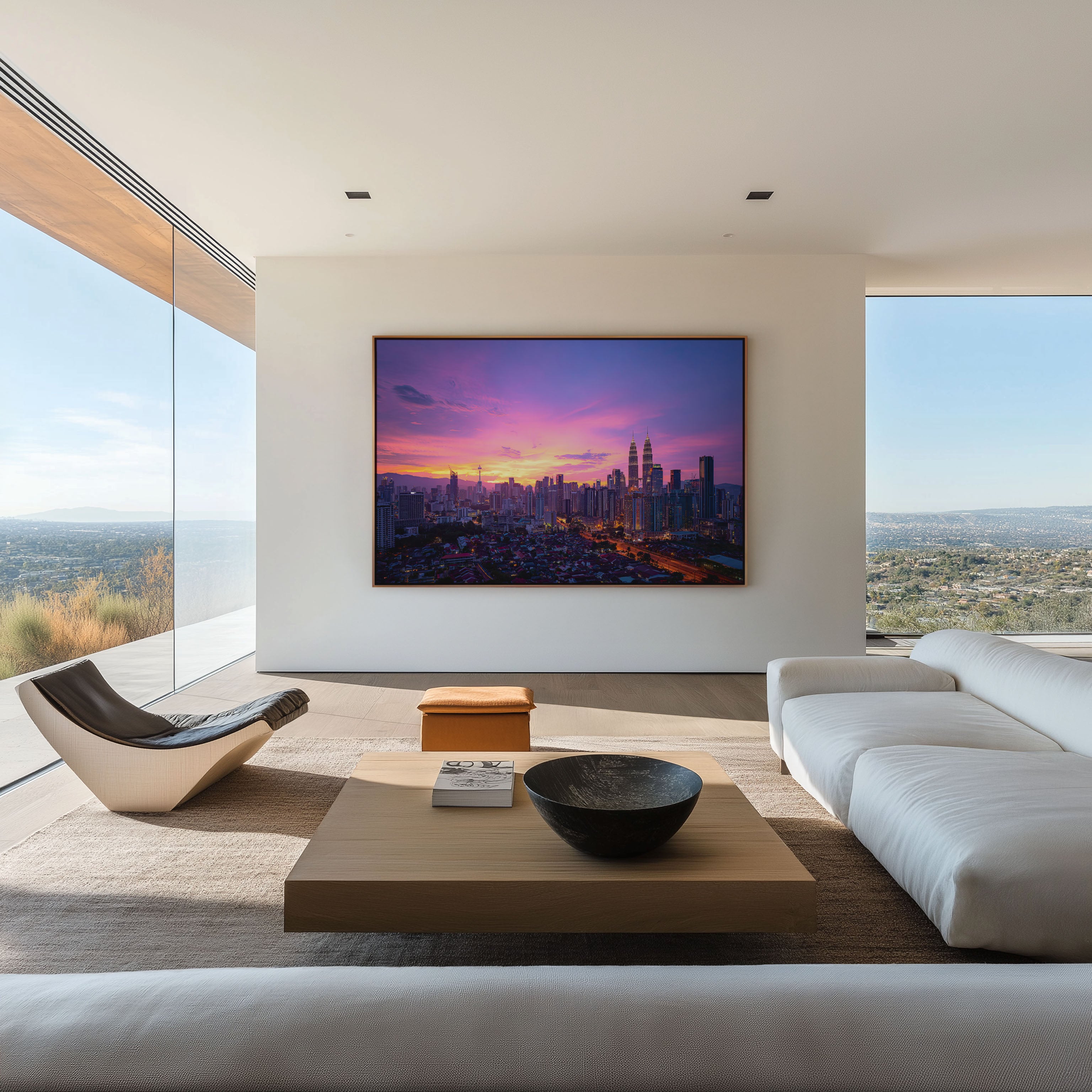 Kuala Lumpur Skyline Sunset Wall Art Print – Cityscape Pink Sky