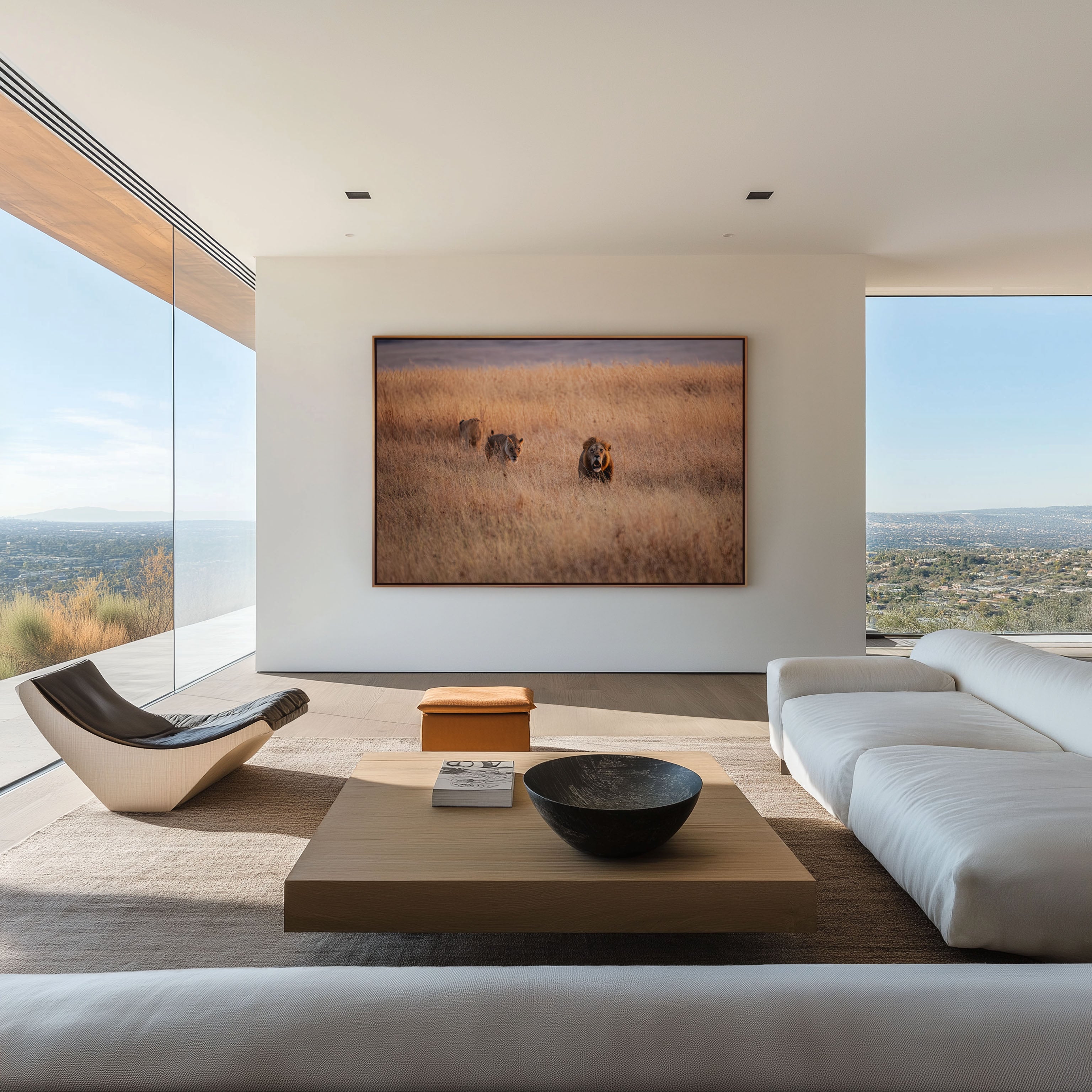 Lions Hunting Wall Art – African Safari Wildlife Print