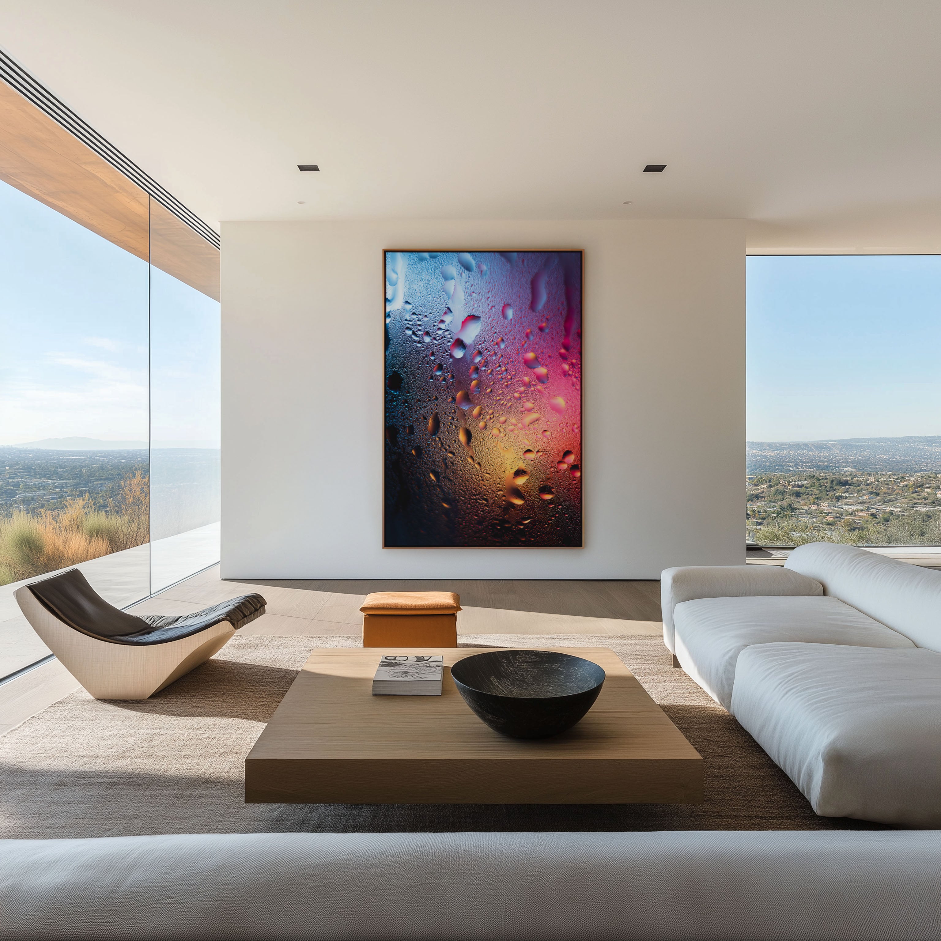 Liquid Light Symphony Abstract Water Droplets Wall Art Print | Macro Photography Poster | Modern Colourful Abstract Decor