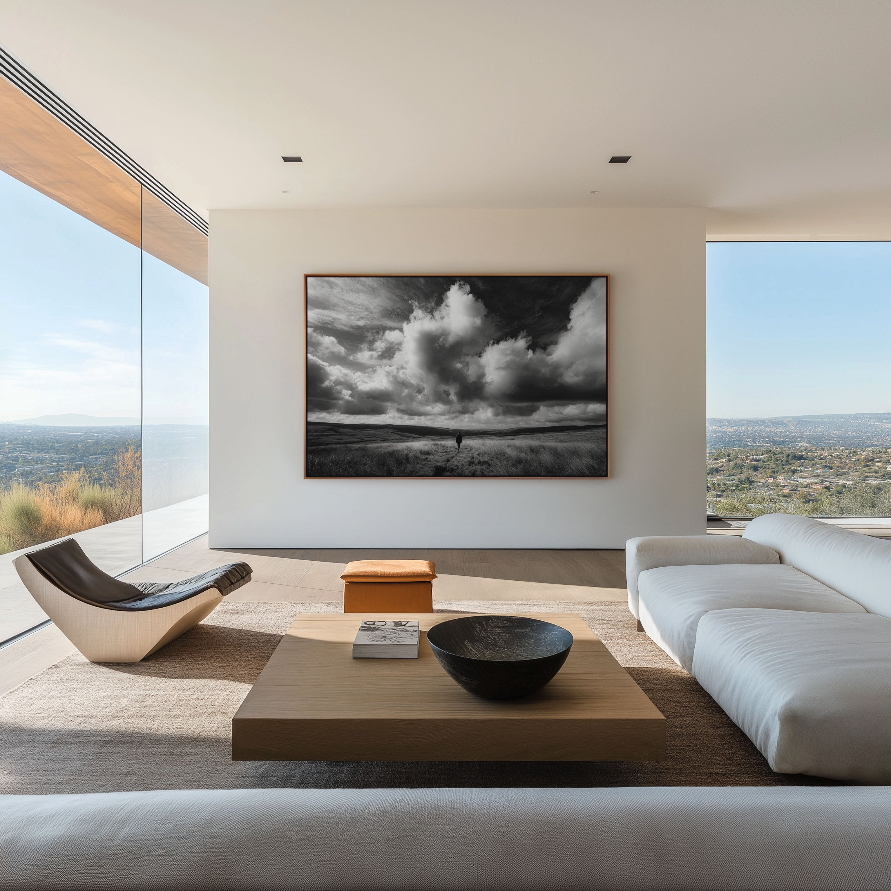 Lone Figure Moorland Print | Black and White Dramatic Sky Wall Art | British Landscape Photography