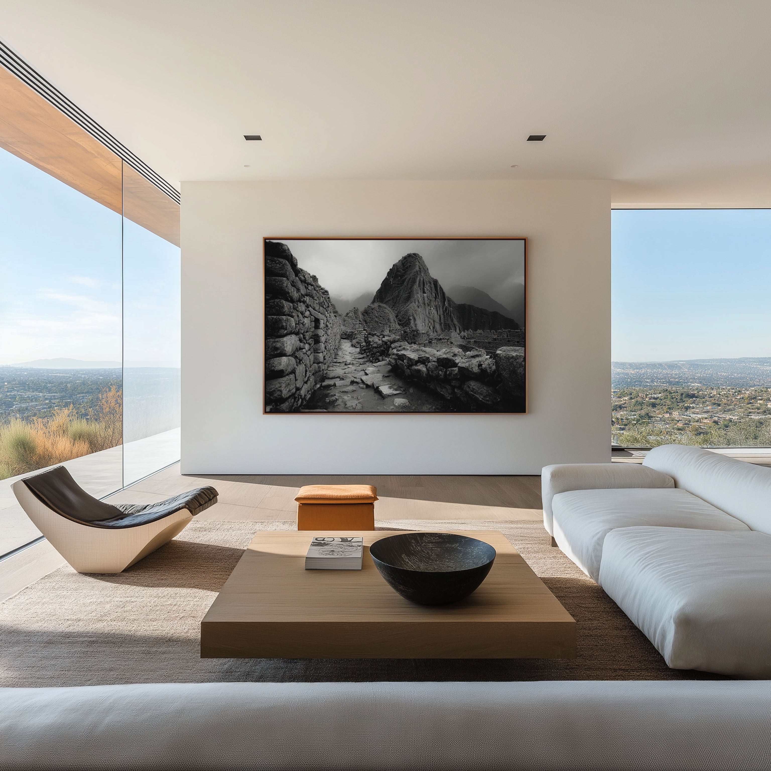 Machu Picchu Wall Art Print – Black and White Stone Path Photography