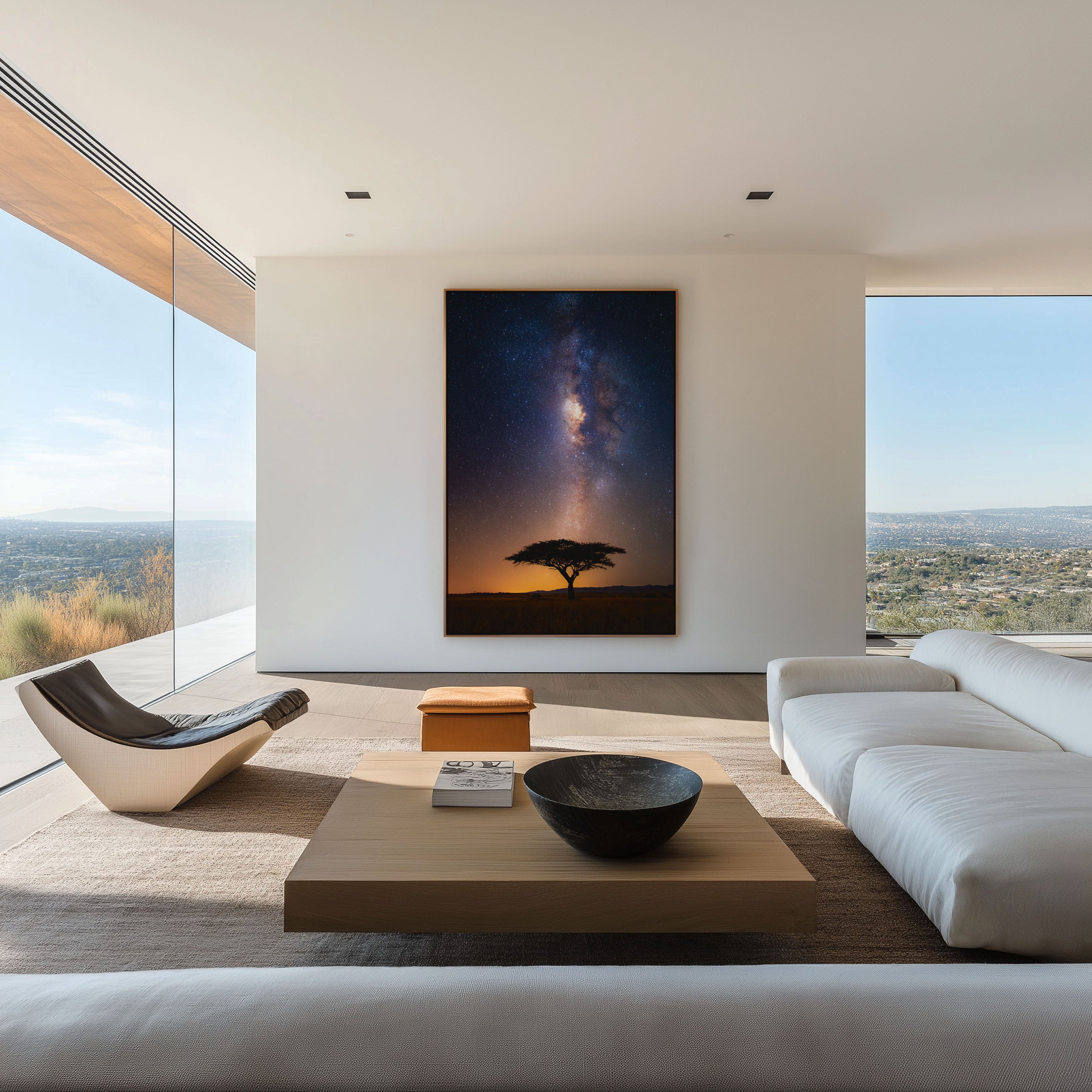 Milky Way Tree Wall Art Print | African Savanna Night Sky Canvas Decor