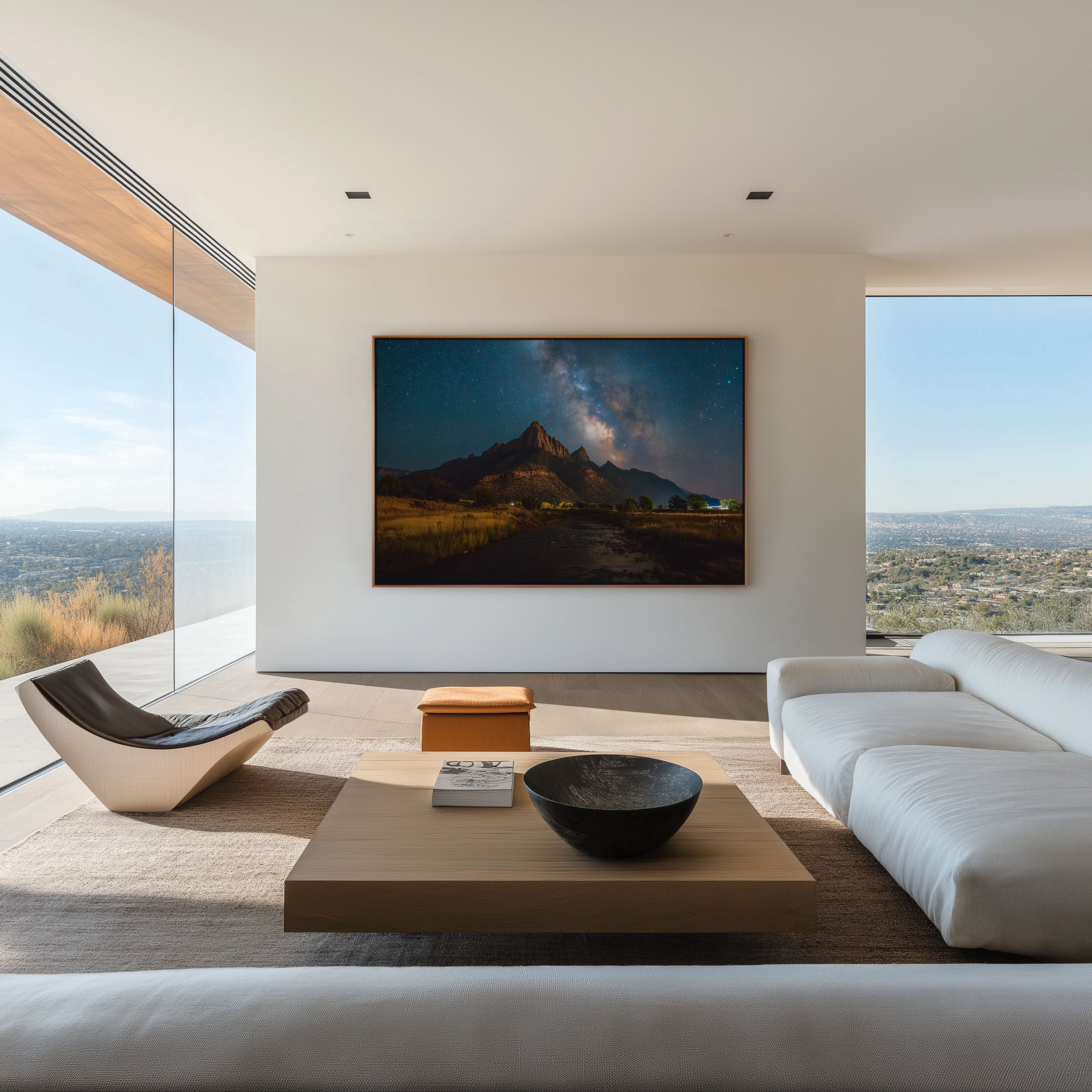 Milky Way Over Desert Mountain Wall Art – Night Sky River Landscape