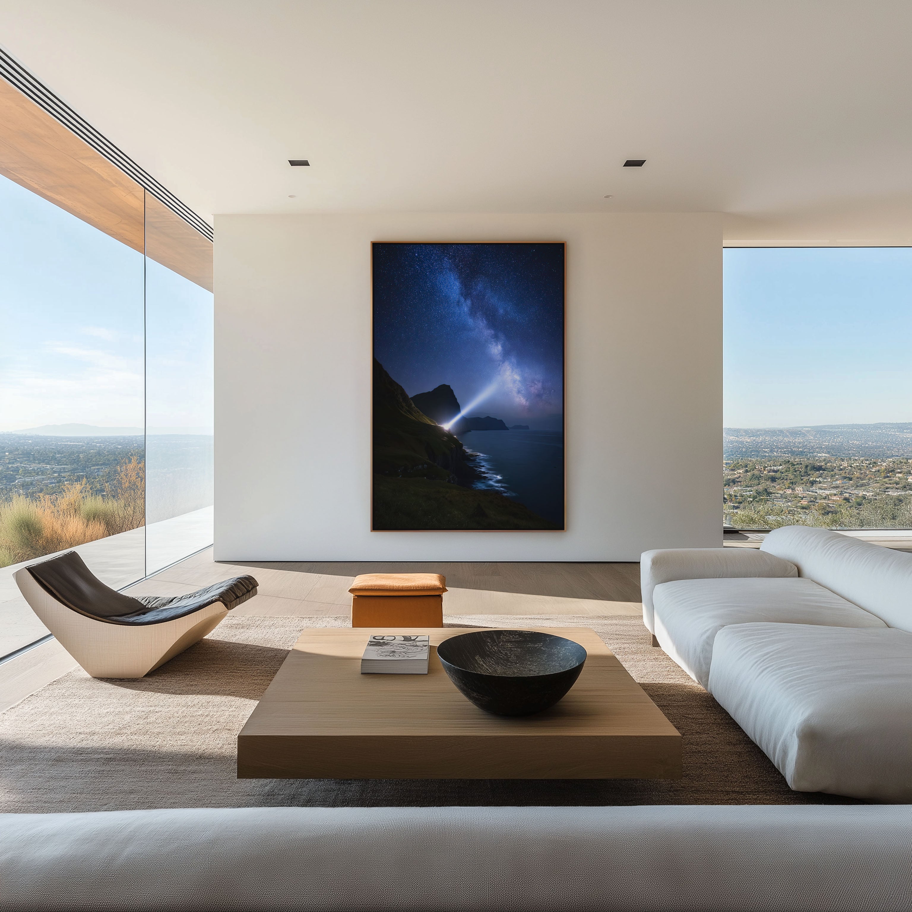 Milky Way Ocean Cliff Wall Art Print | Coastal Night Sky Canvas