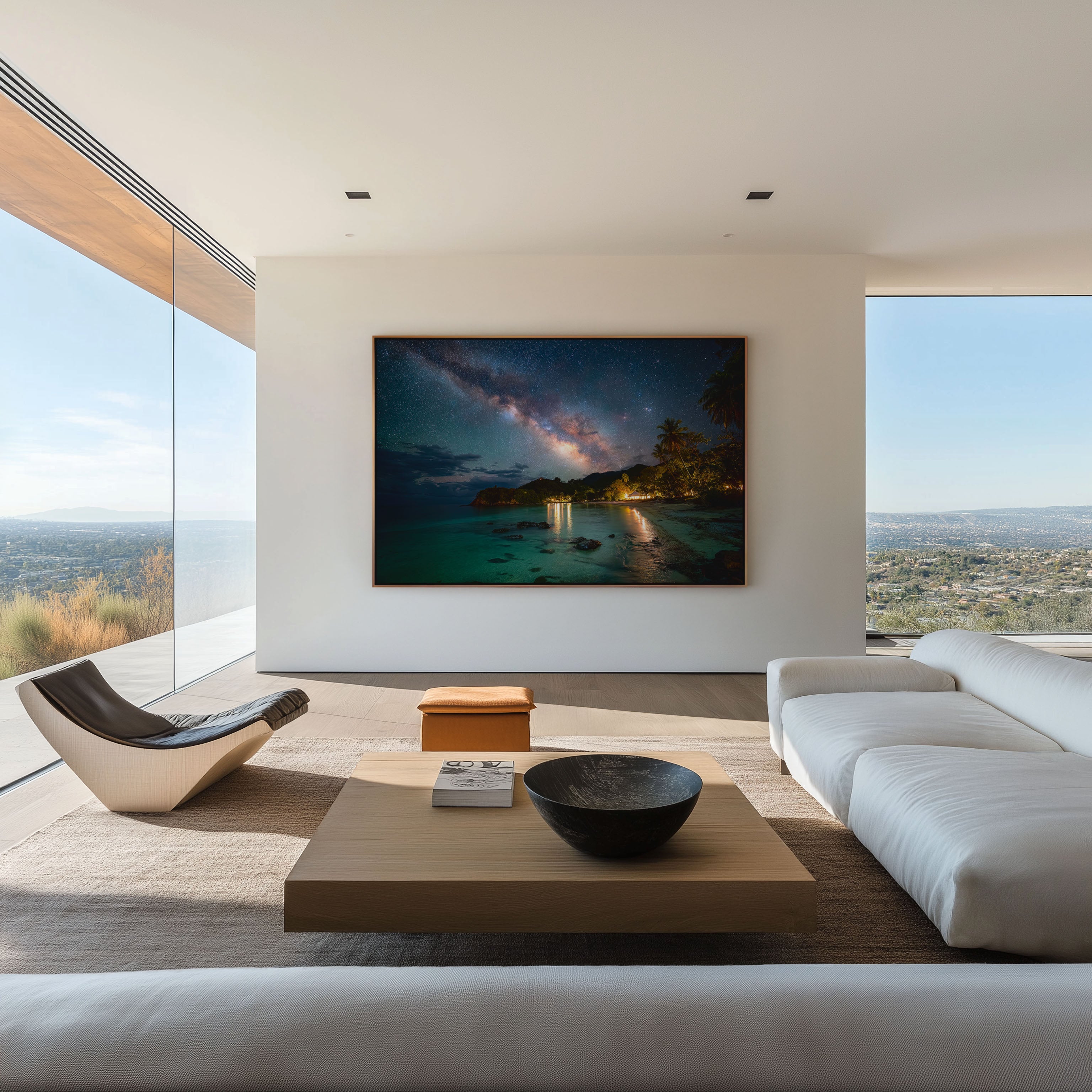 Milky Way Over Tropical Beach Wall Art – Galaxy Night Sky Ocean Landscape
