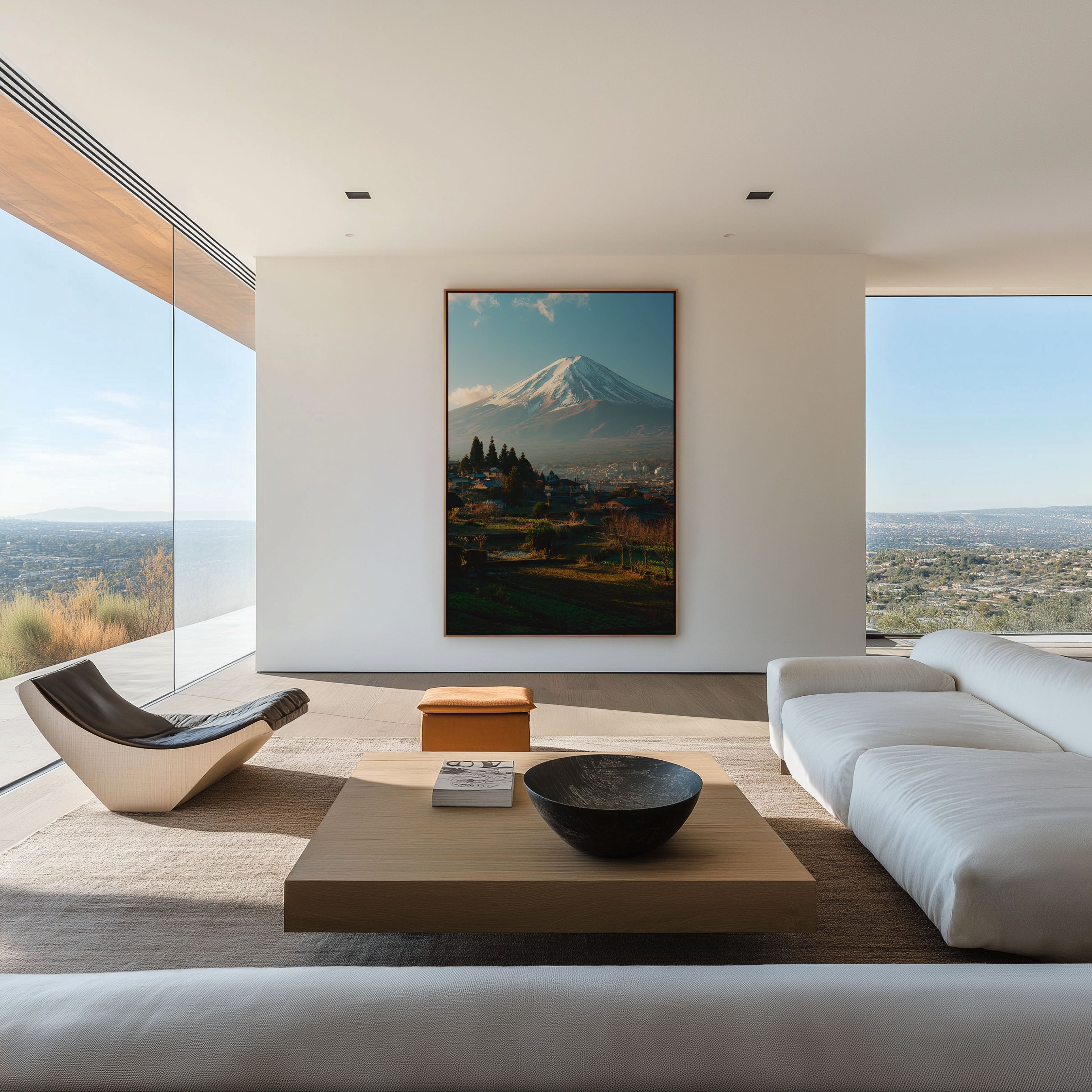 Mount Fuji Winter Countryside Wall Art Print | Fuji-san Village Farmland Landscape Photography | Japan Travel Poster | Japandi Home Decor