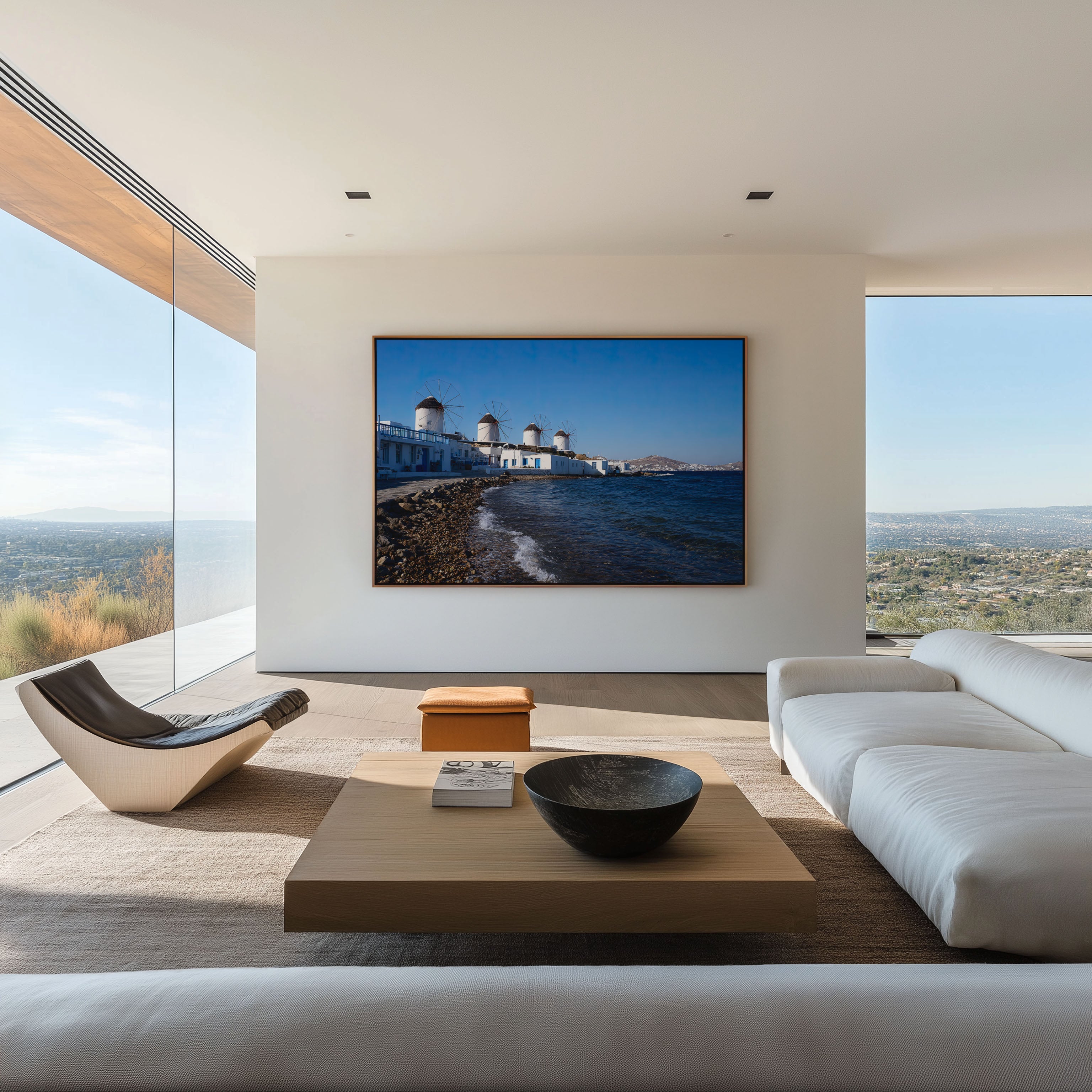 Mykonos Windmills Print – Greek Island Coastal Wall Art