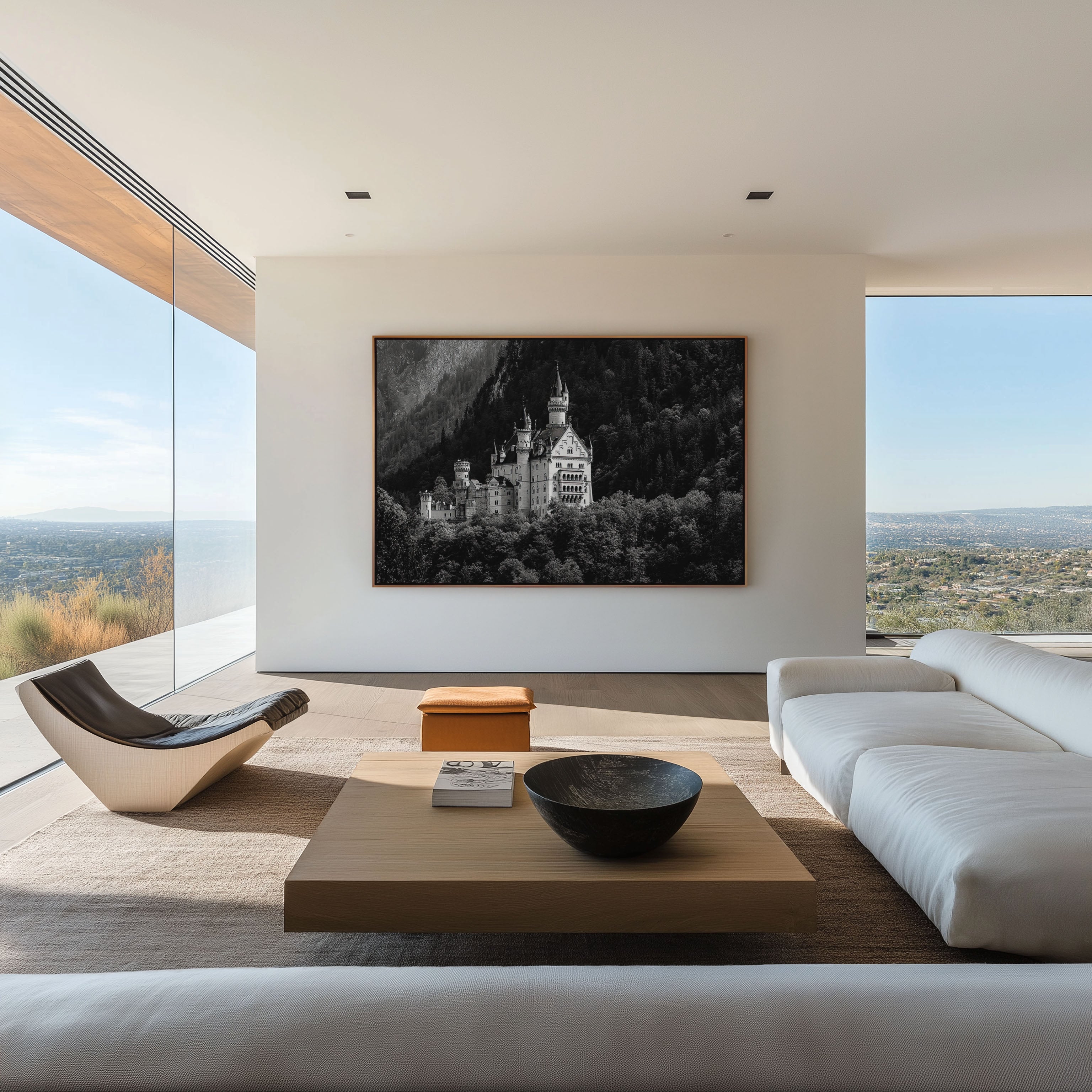 Neuschwanstein Castle Black & White Wall Art Print