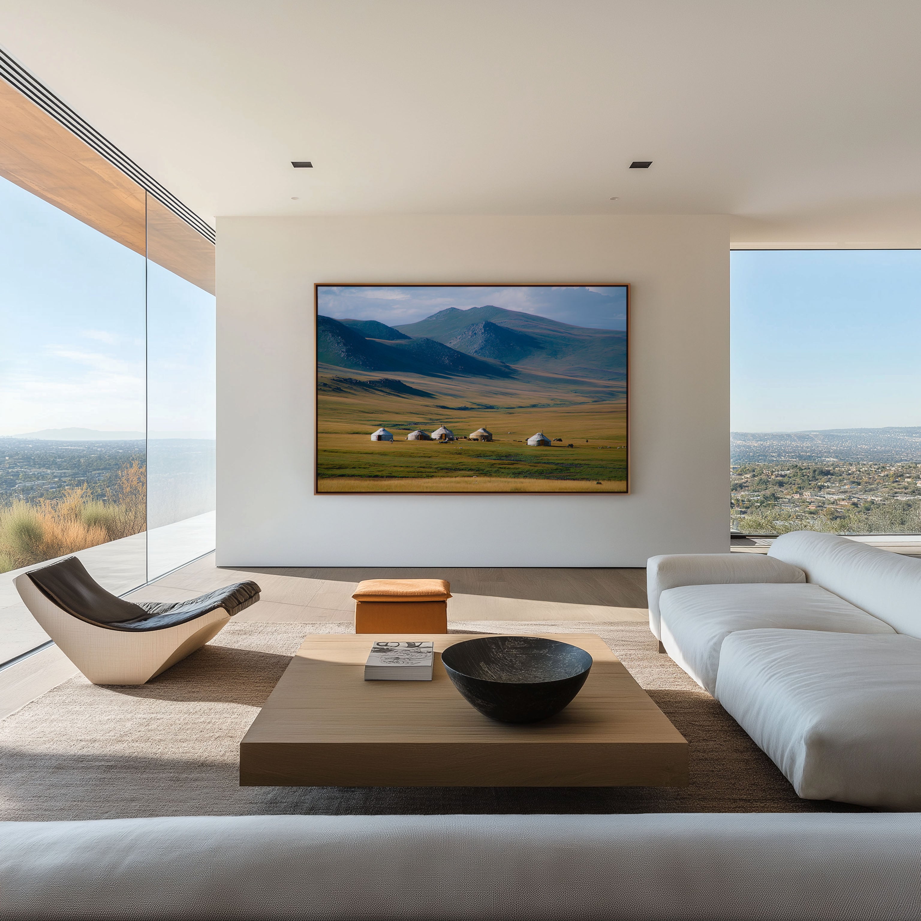Nomad Yurts Plateau Wall Art Print – Central Asia Steppe Landscape