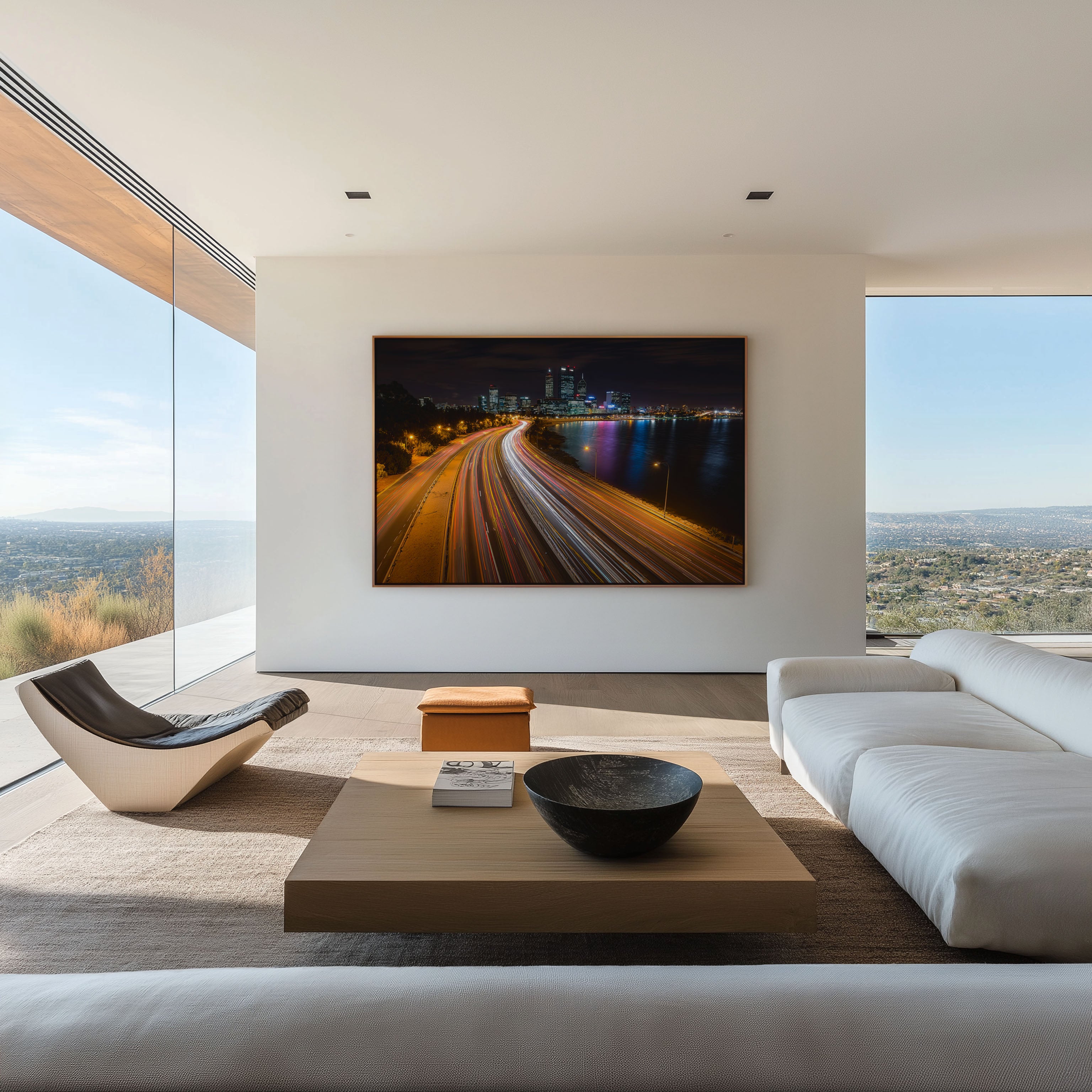 Perth Narrows Bridge Night Wall Art Print, Australia Skyline