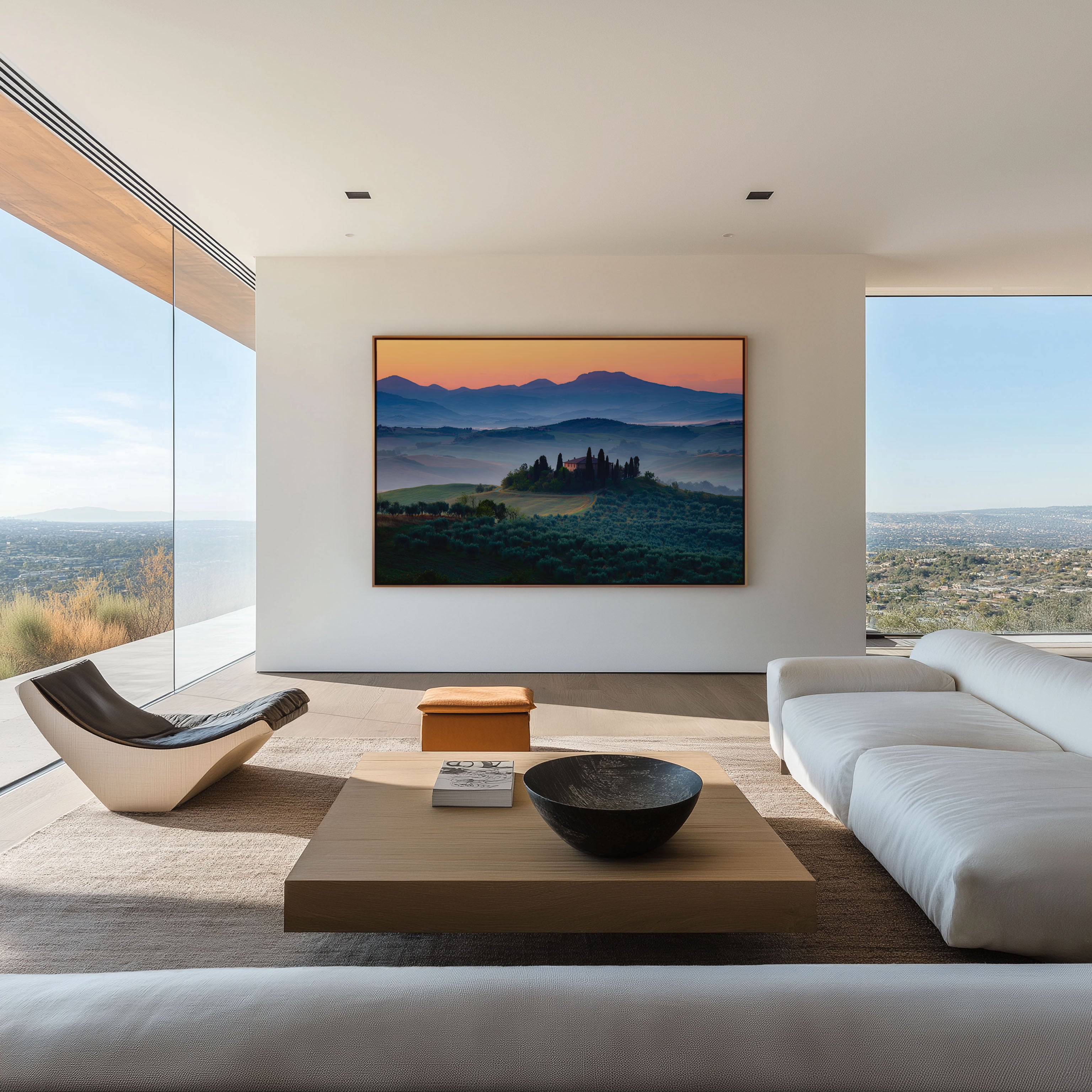 Podere Belvedere Tuscany Wall Art – Sunrise Cypress Hills Landscape Print