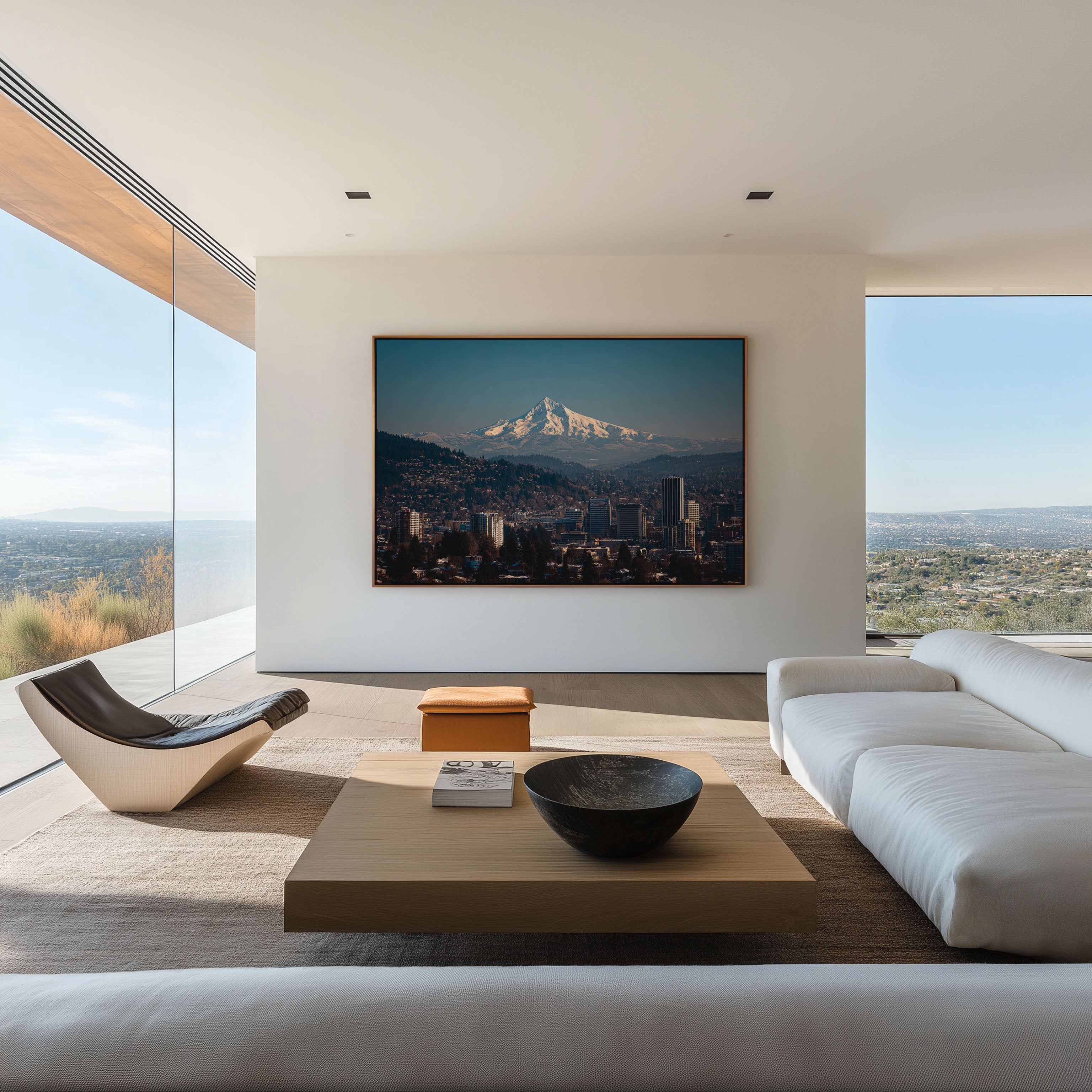 Portland Oregon Skyline with Mount Hood Wall Art Print | Pacific Northwest Landscape Photography