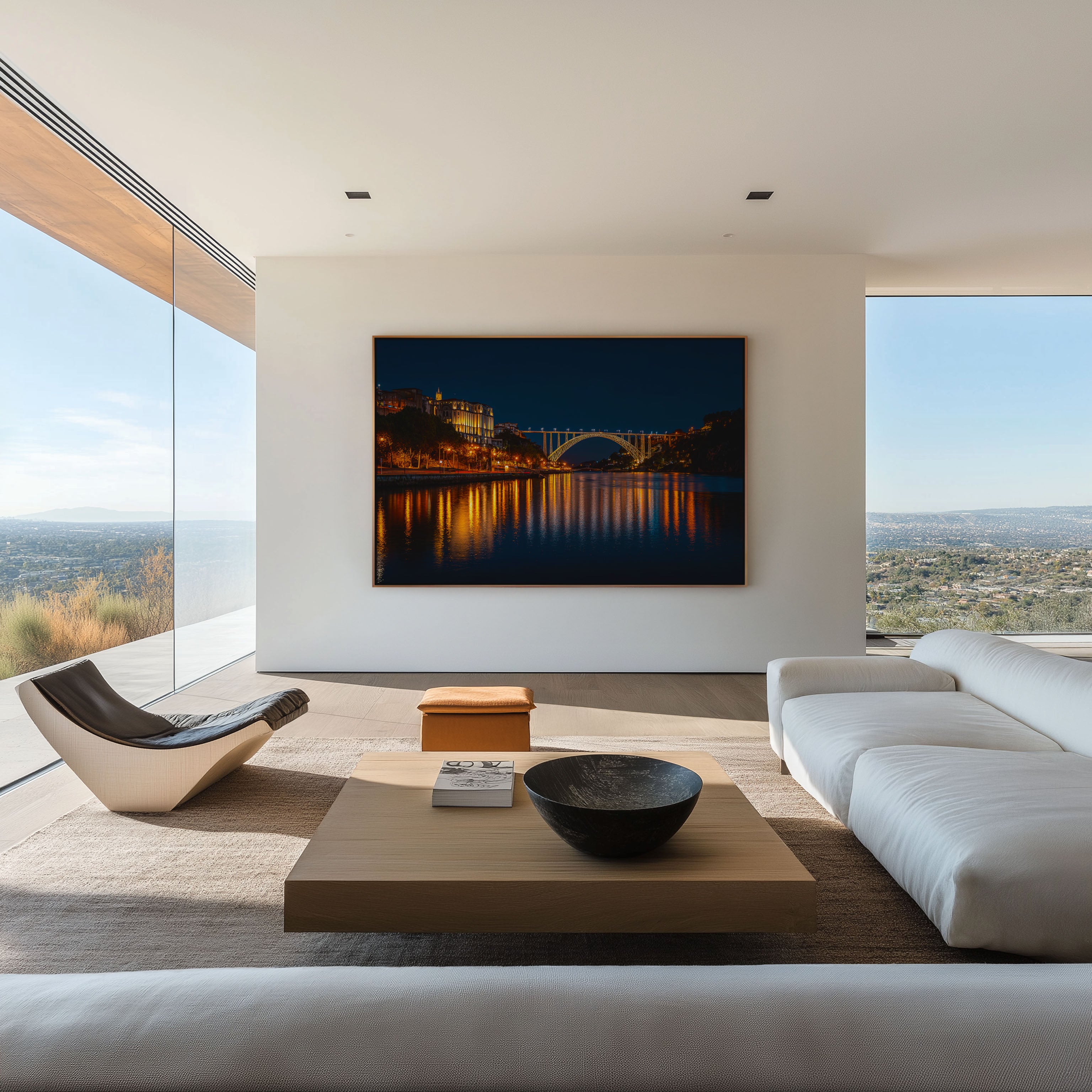 Porto Arrábida Bridge Night Wall Art Print, Portugal Skyline