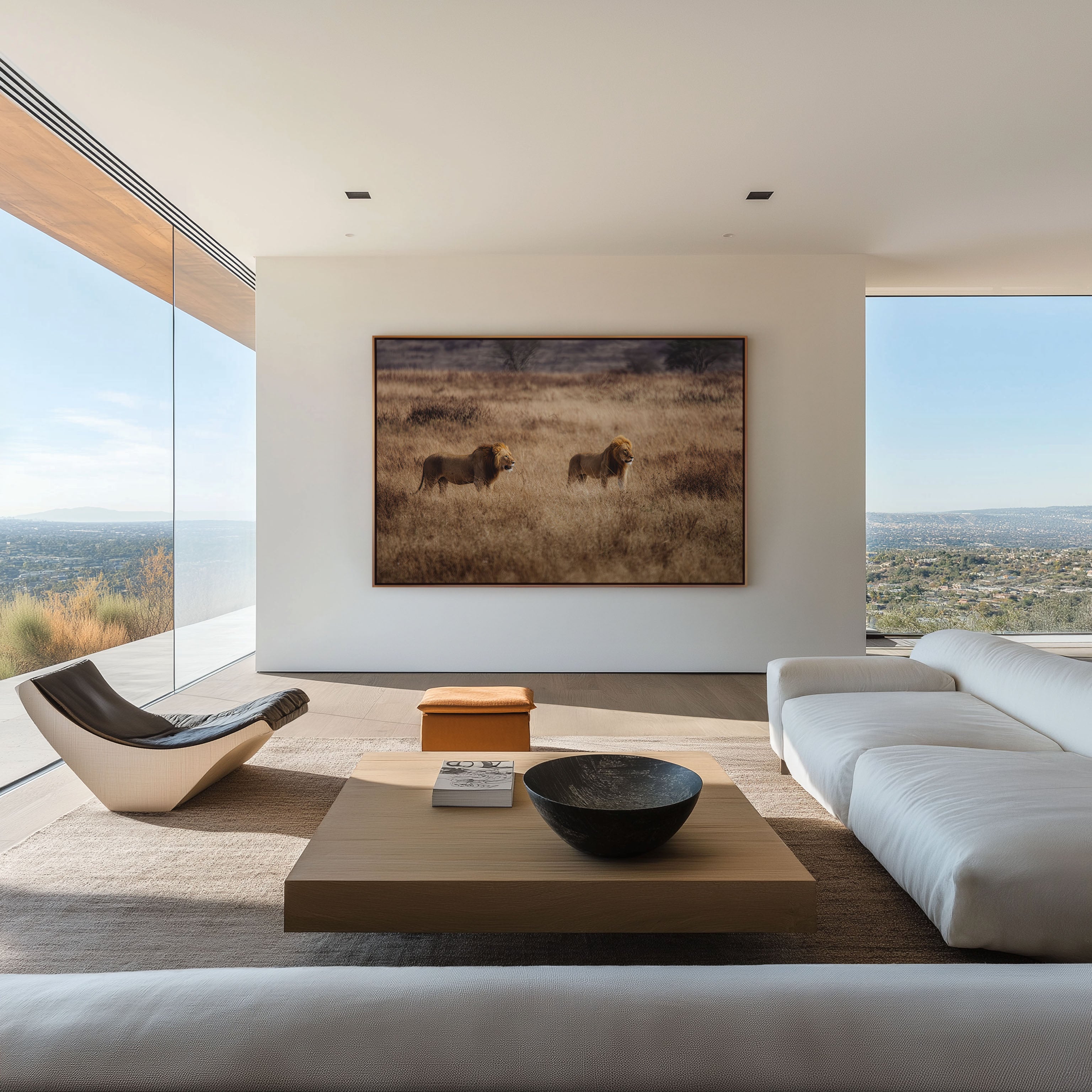 Running Lions Wall Art – African Safari Wildlife Print