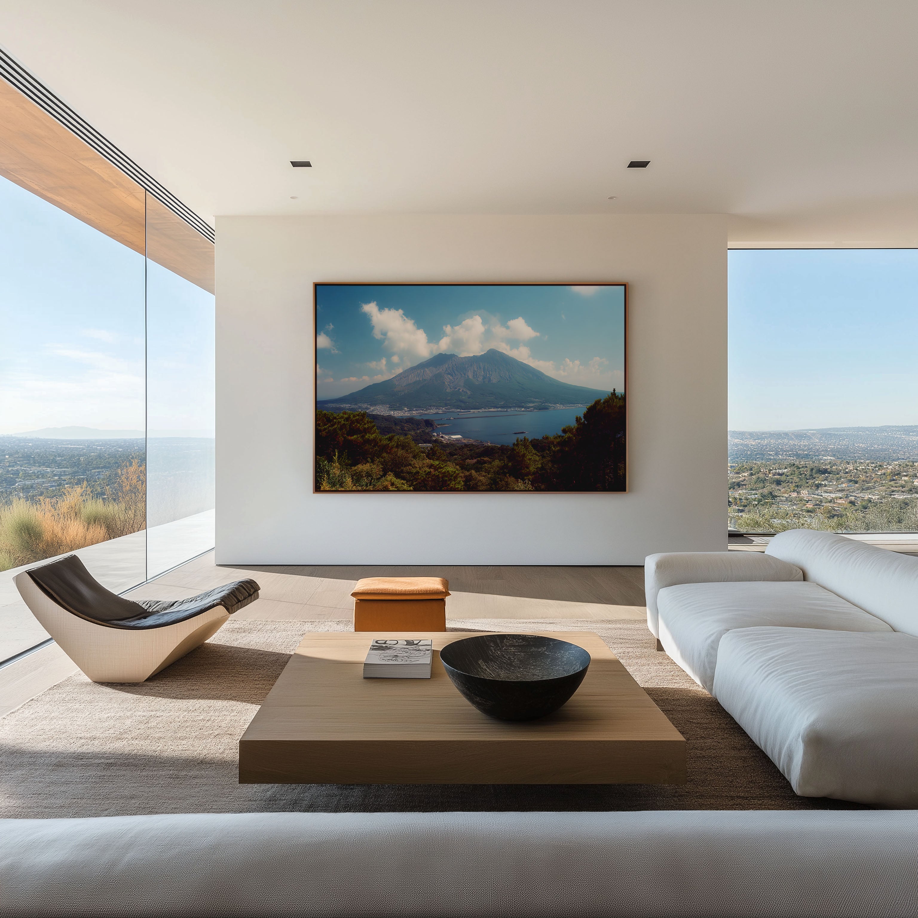 Sakurajima Volcano Kagoshima Japan Wall Art Print, Coastal Mountain Landscape