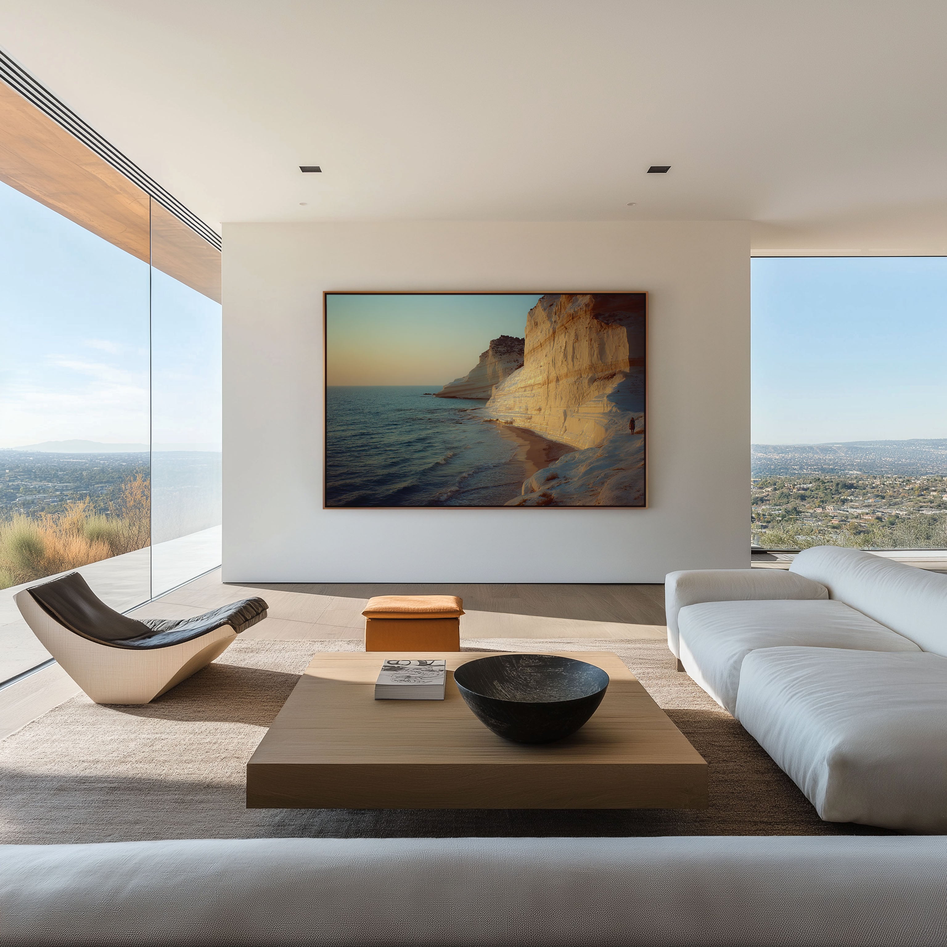 Scala dei Turchi Sicily Italy Wall Art Print, White Limestone Cliffs Mediterranean Coastal Landscape